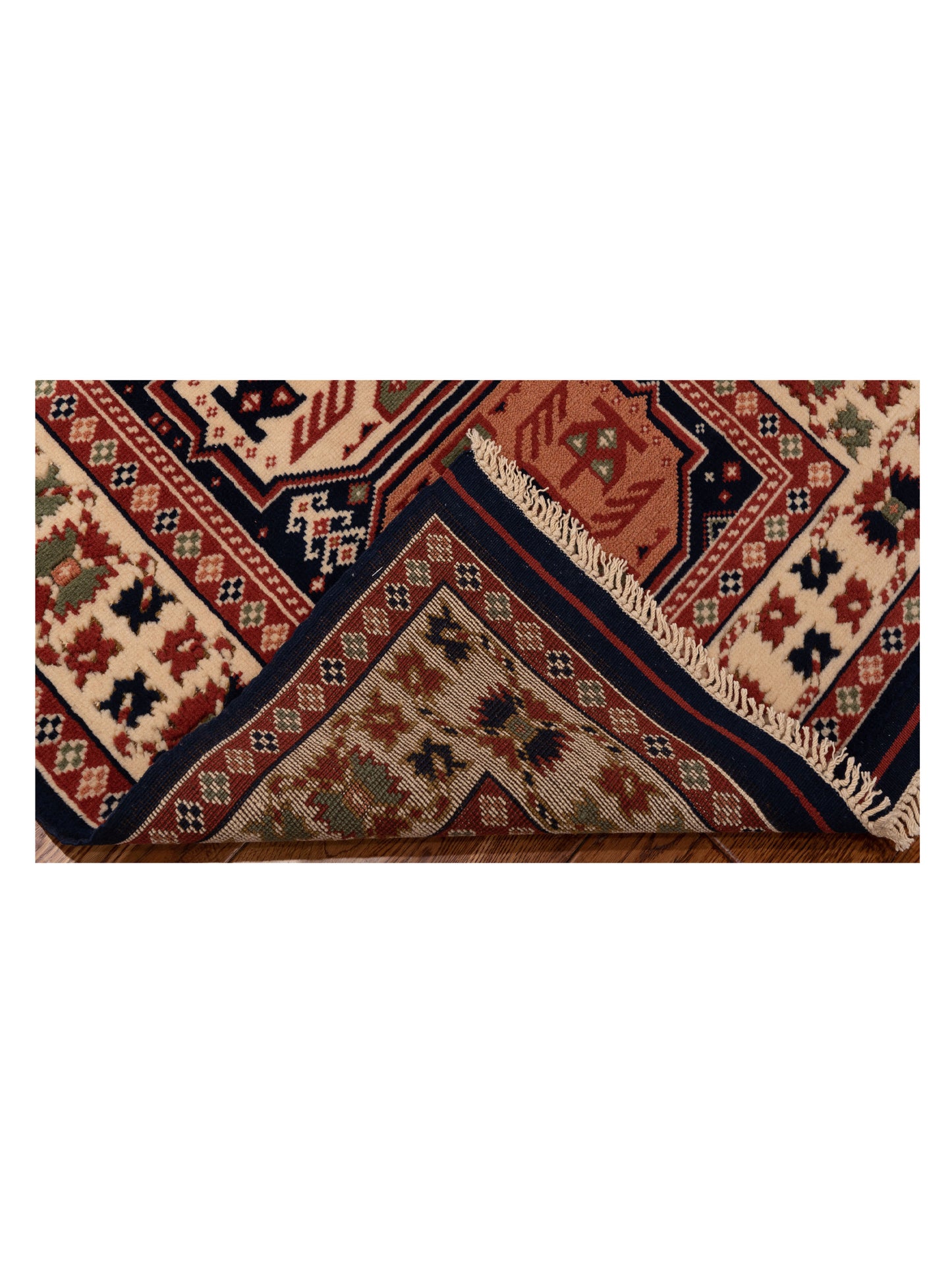 Turkish Shirwan 148360 Navy Ivory 3x3.11 Hand Knotted Rug