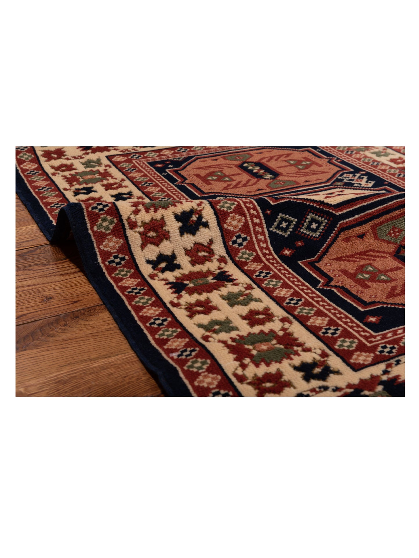 Turkish Shirwan 148360 Navy Ivory 3x3.11 Hand Knotted Rug