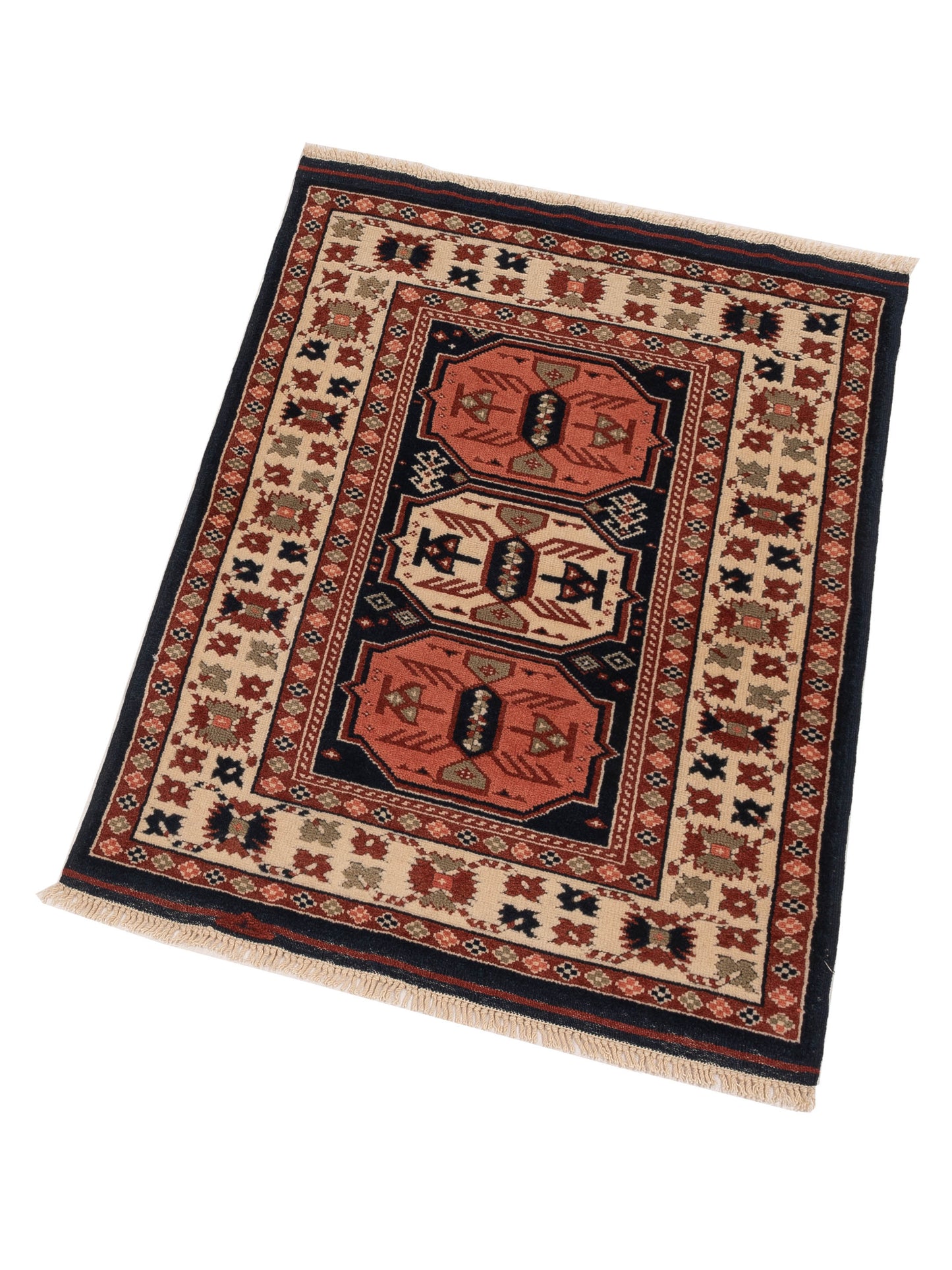 Turkish Shirwan 148365 Navy Ivory 3.1x4 Hand Knotted Rug
