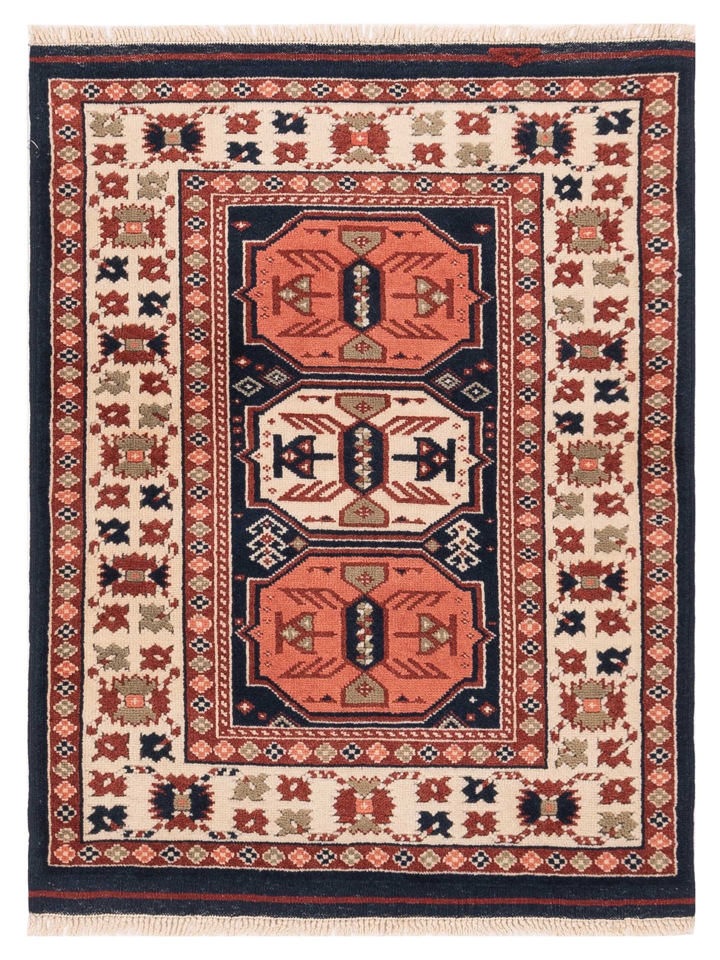 Pasha Turkish Shirwan Navy Ivory Traditional