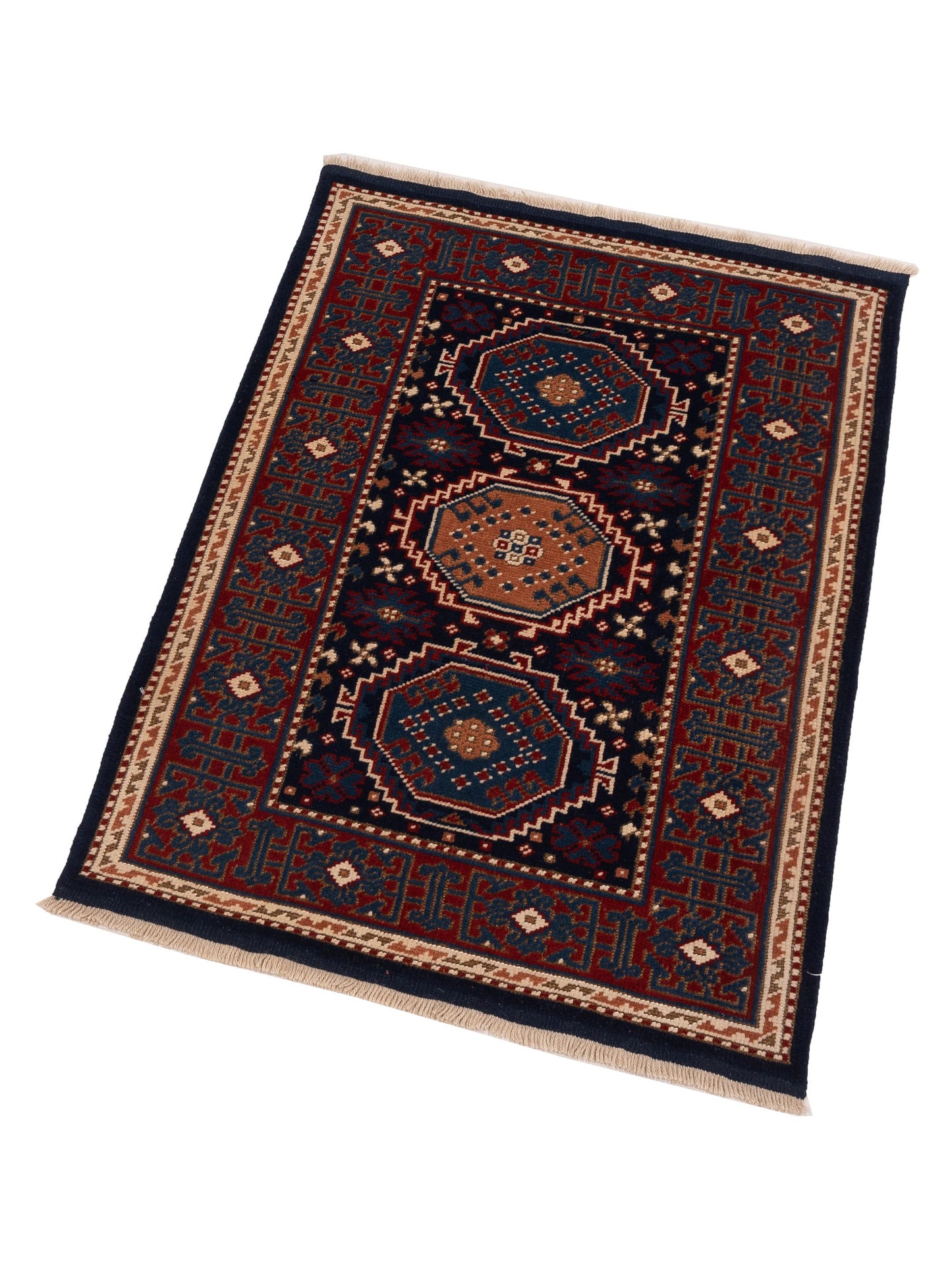 Turkish Shirwan 148367 Navy Red 3.2x4.4 Hand Knotted Rug