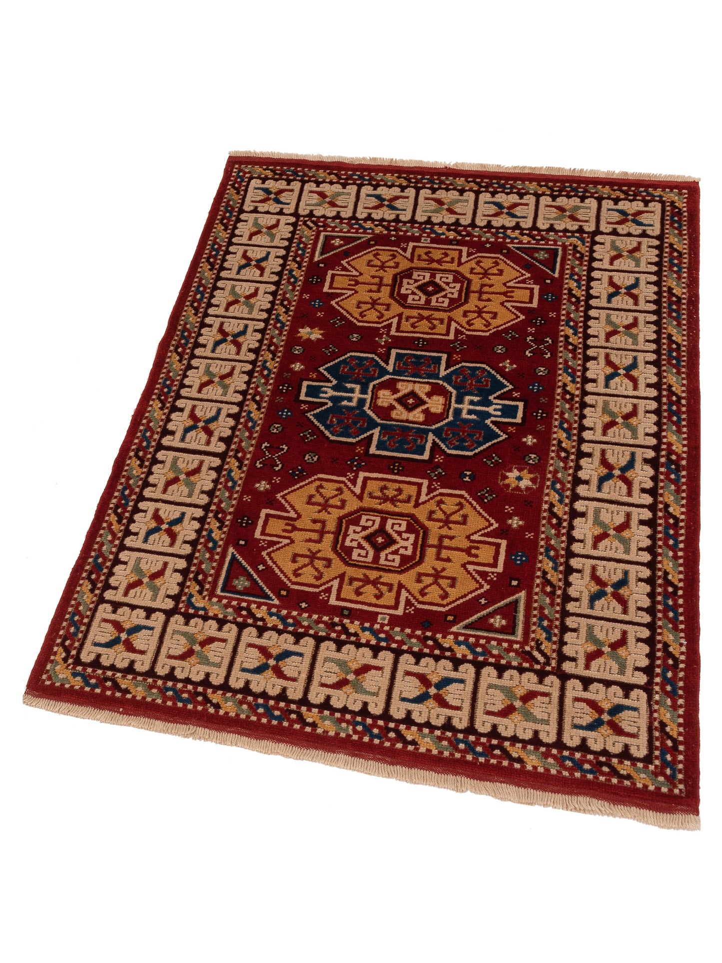 Turkish Shirwan 148369 Red Ivory 4.2x5.9 Hand Knotted Rug