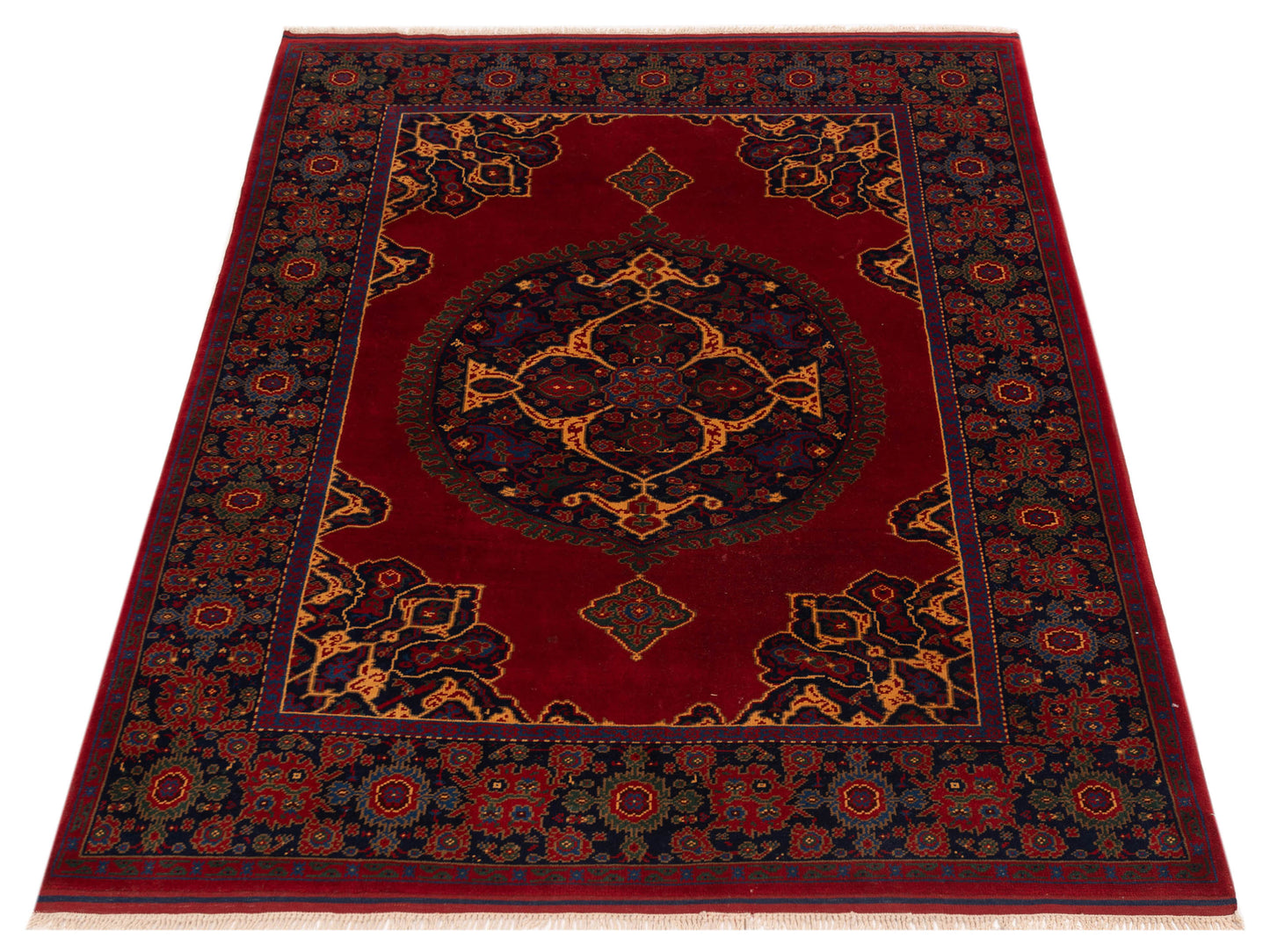 Turkish Shirwan 148375 Red Navy 5.7x7.8 Hand Knotted Rug