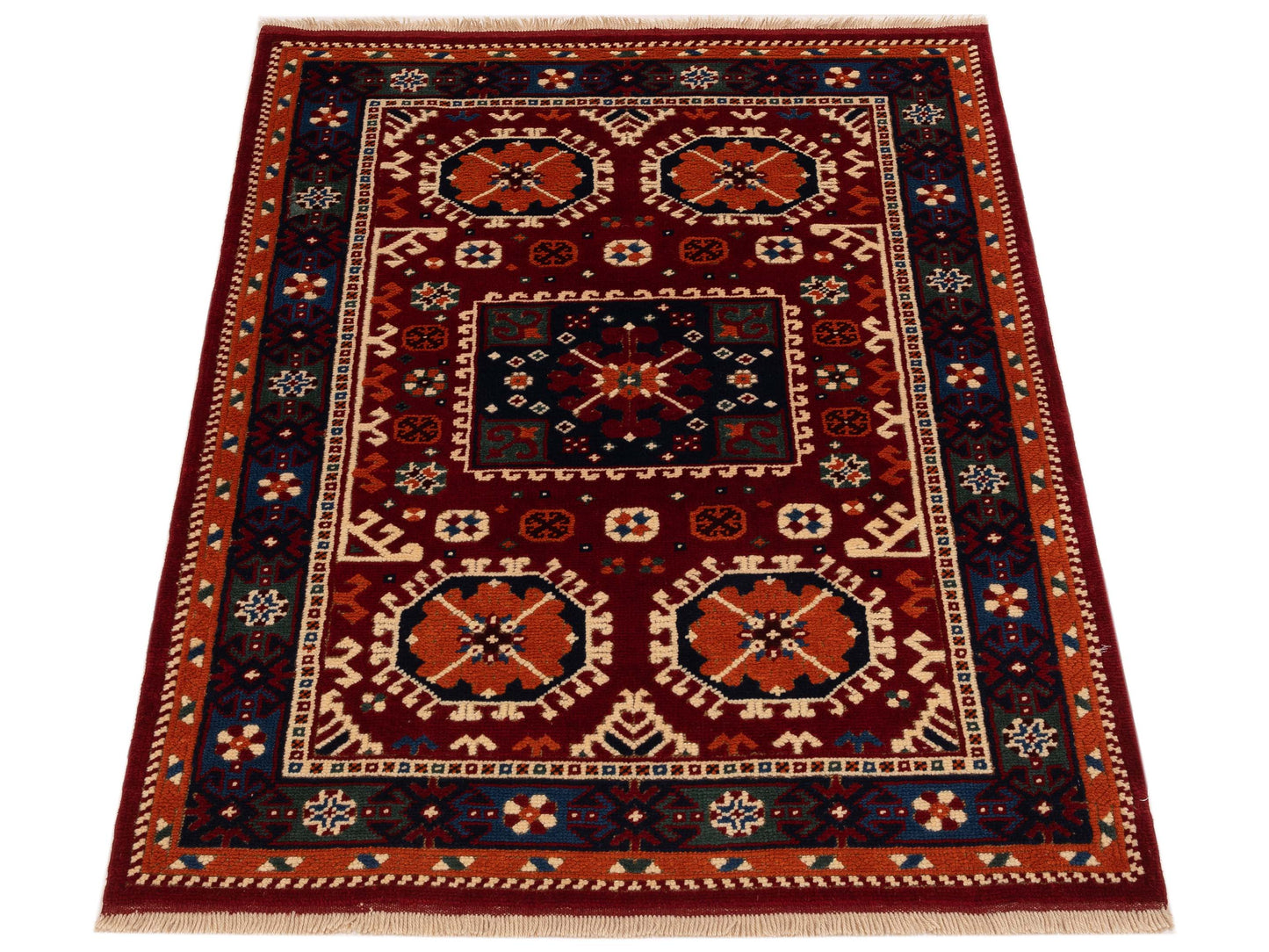 Turkish Shirwan 148376 Red Blue 4.2x5.5 Hand Knotted Rug