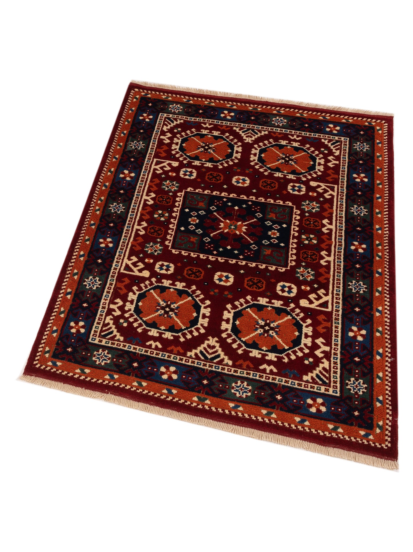Turkish Shirwan 148376 Red Blue 4.2x5.5 Hand Knotted Rug