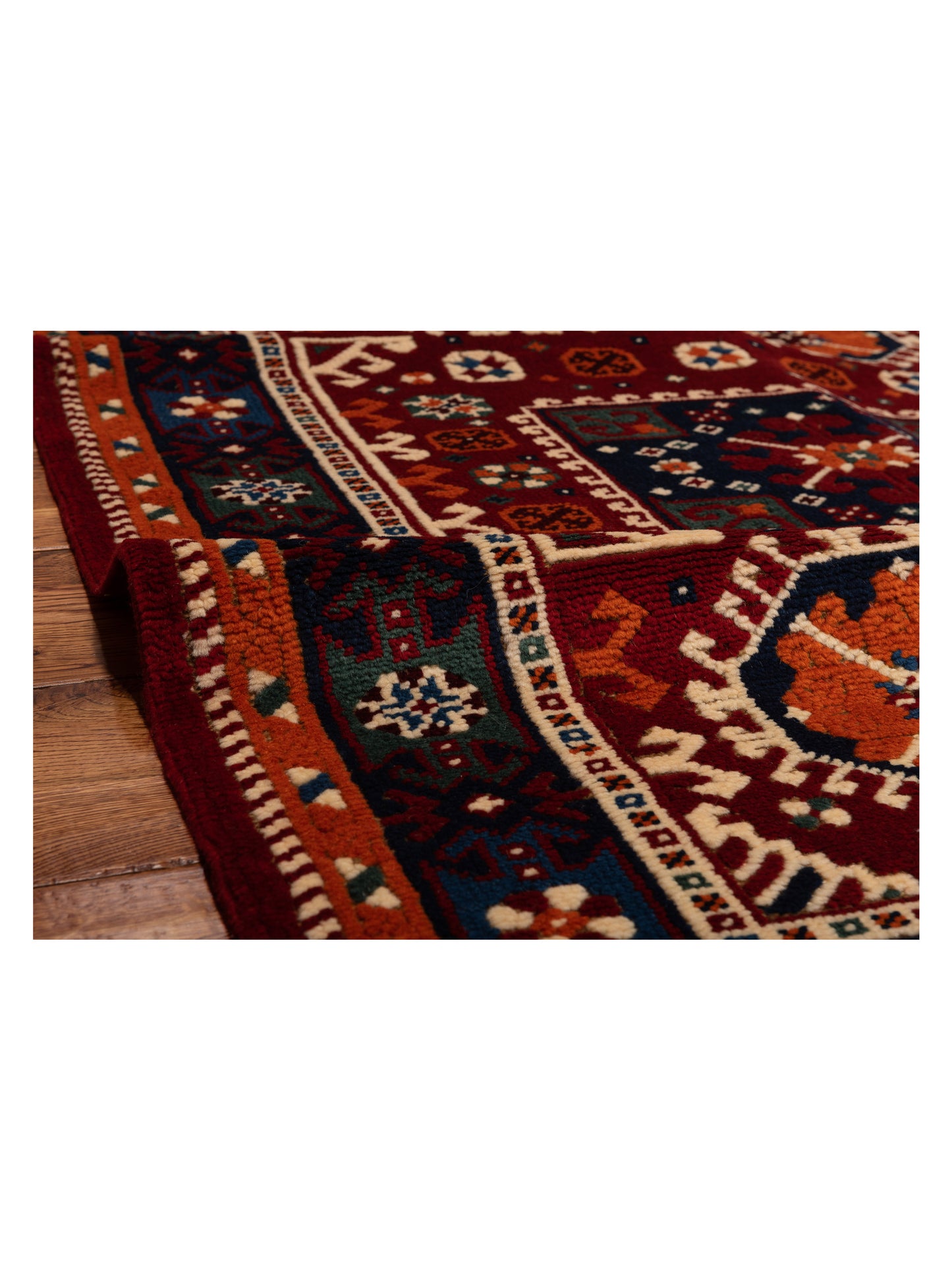 Turkish Shirwan 148376 Red Blue 4.2x5.5 Hand Knotted Rug