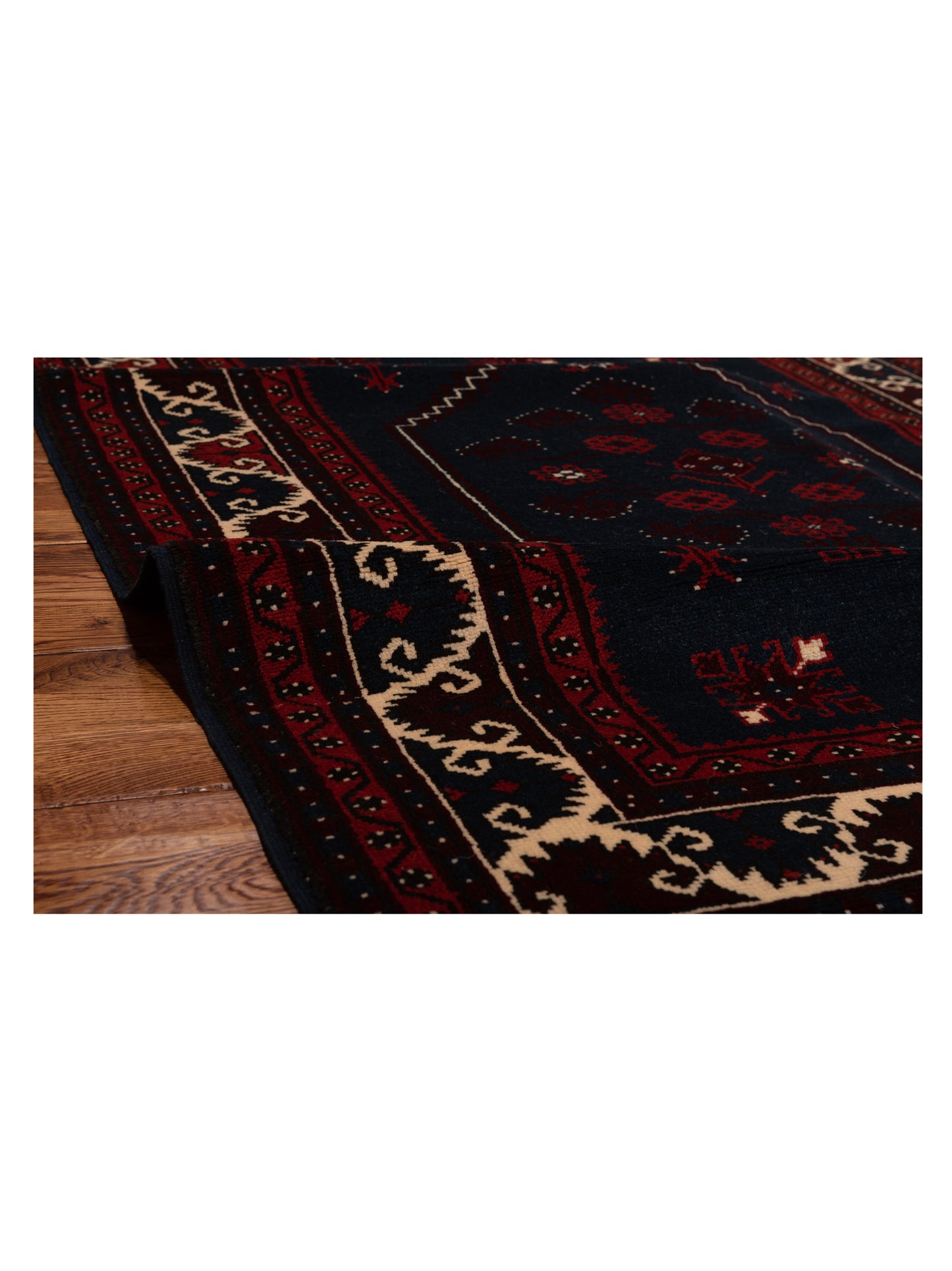 Turkish Shirwan 148377 Charcoal Ivory 4x5.6 Hand Knotted Rug