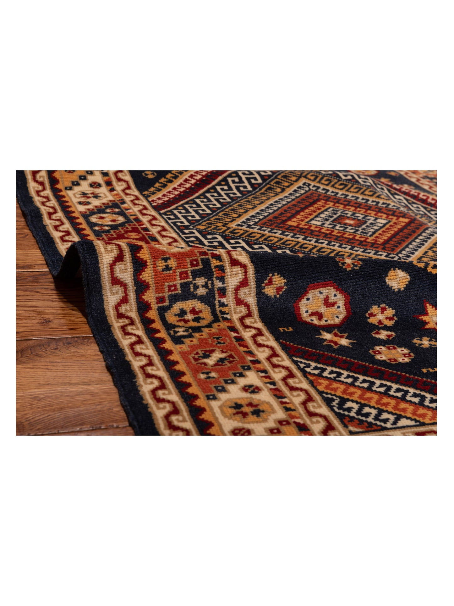 Turkish Shirwan 148378 Navy Gold 3.10x5.5 Hand Knotted Rug