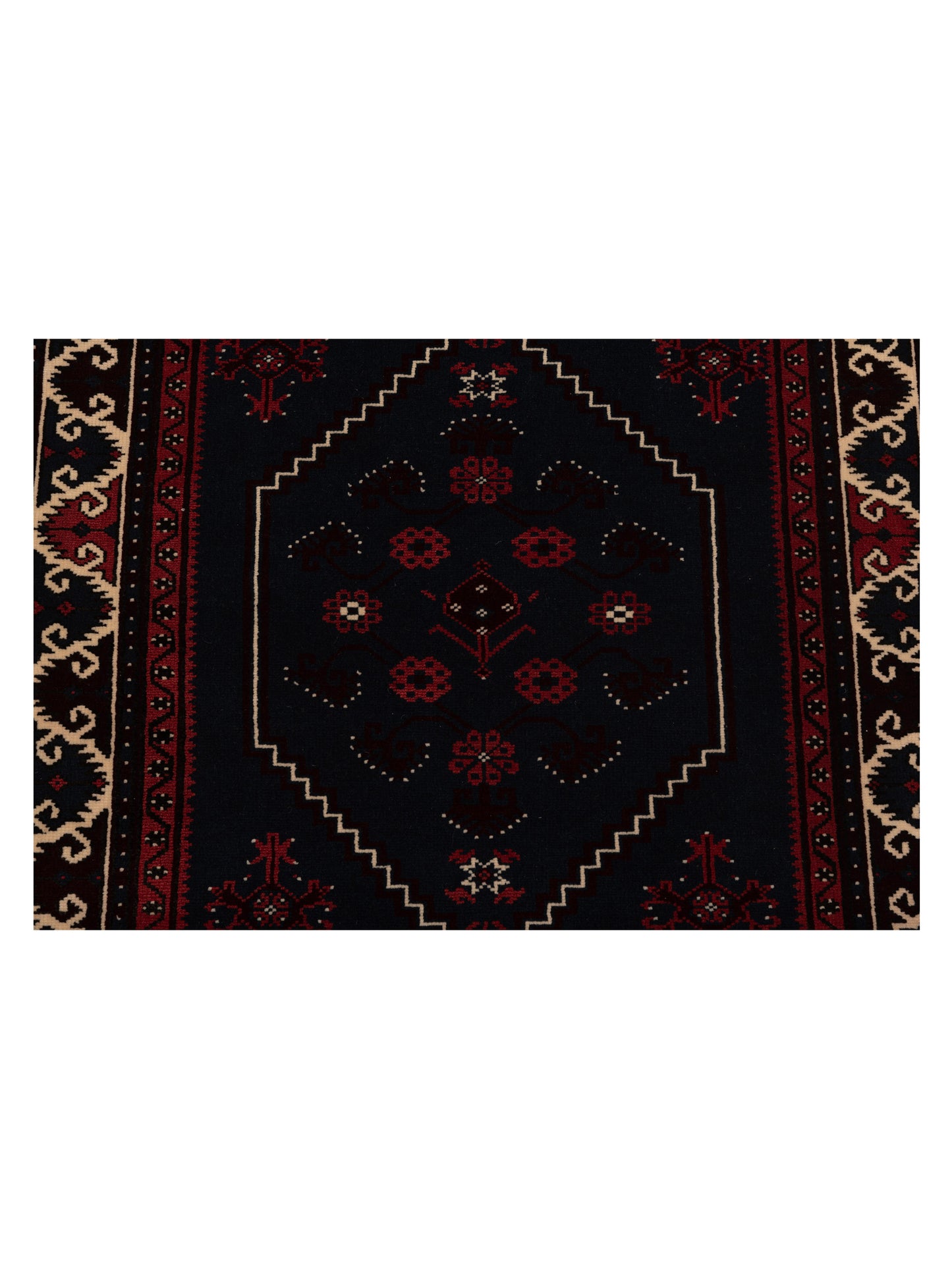Turkish Shirwan 148380 Black Ivory 4.2x5.6 Hand Knotted Rug