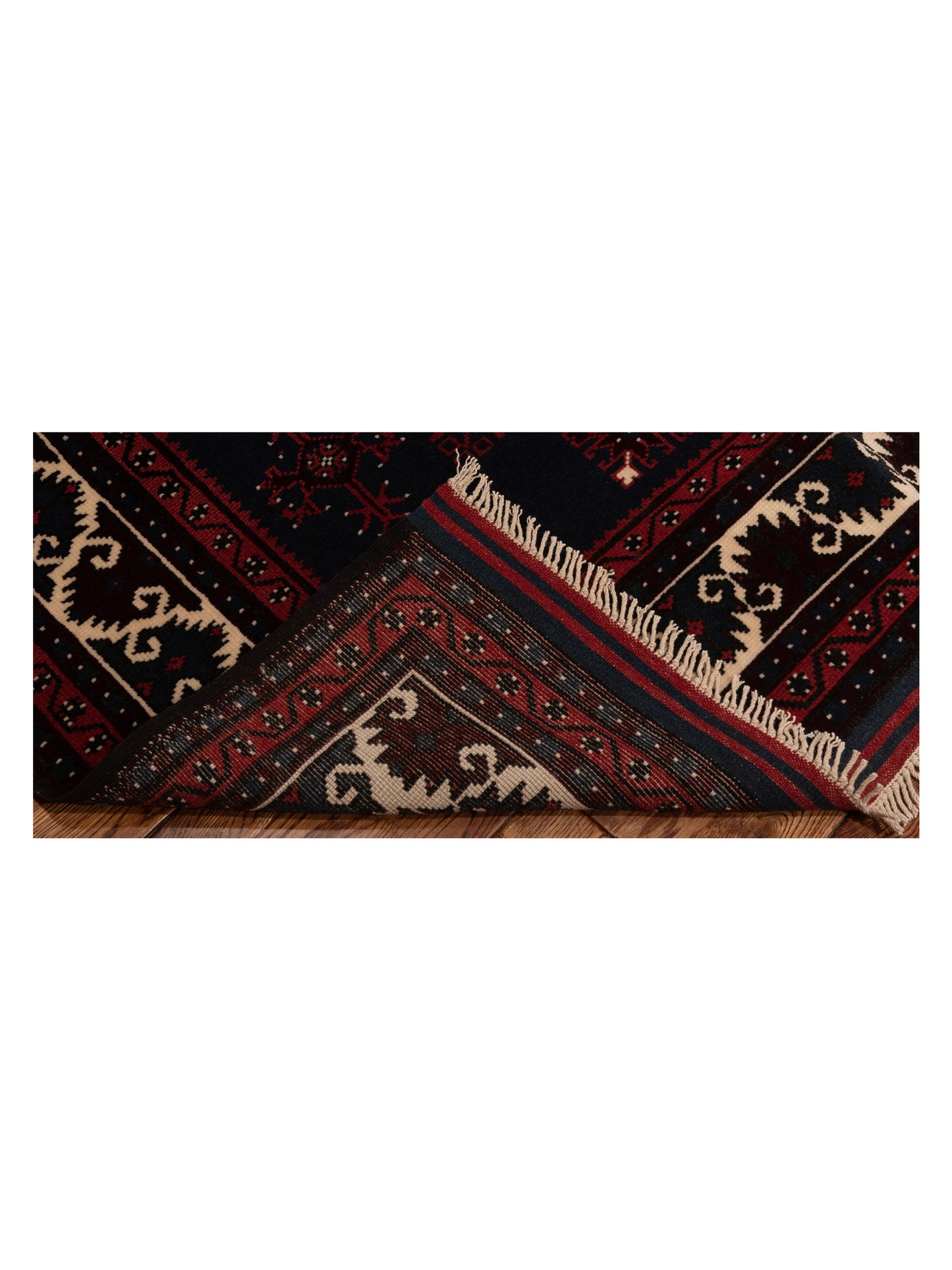 Turkish Shirwan 148380 Black Ivory 4.2x5.6 Hand Knotted Rug