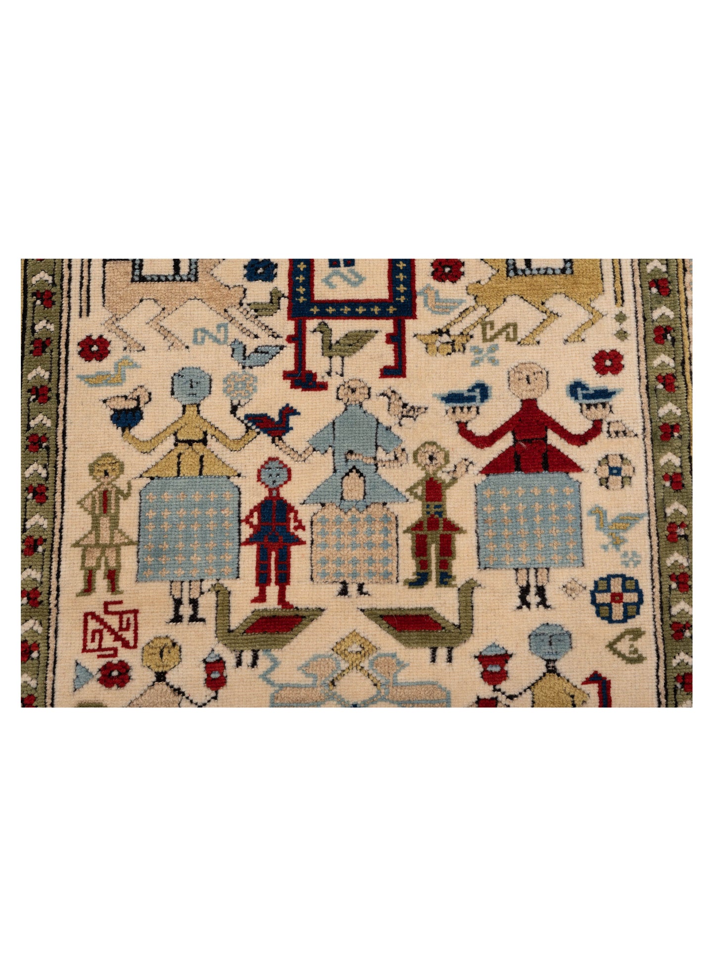 Turkish Shirwan 148381 Ivory Red 3.8x5.4 Hand Knotted Rug