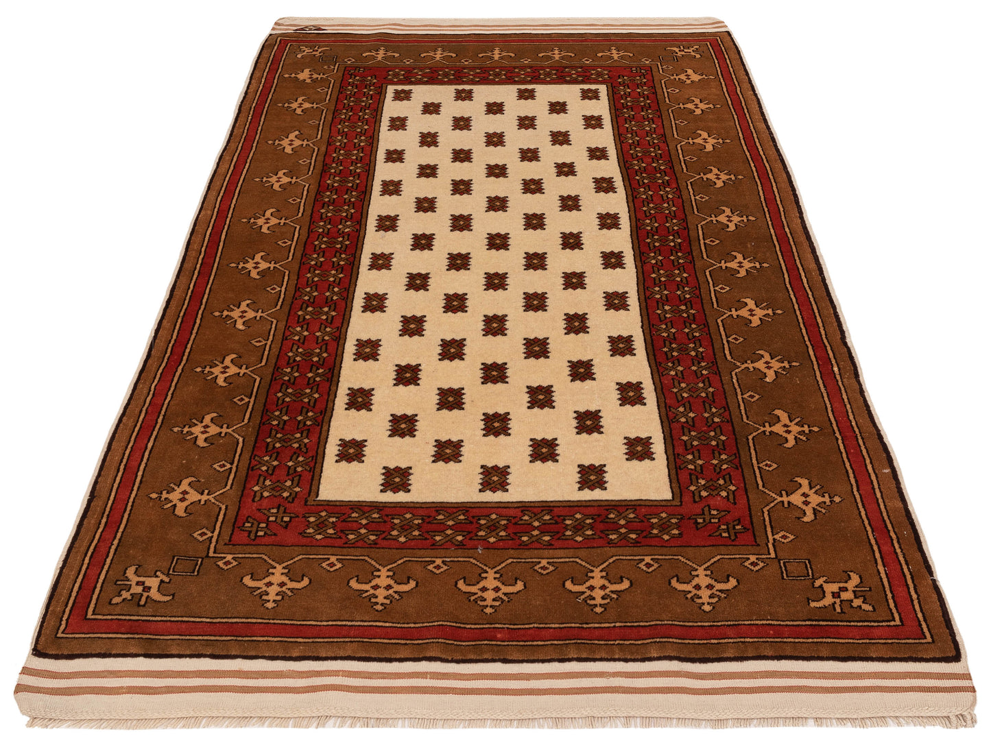 Turkish Shirwan 148383 Ivory Brown 4.5x6.8 Hand Knotted Rug