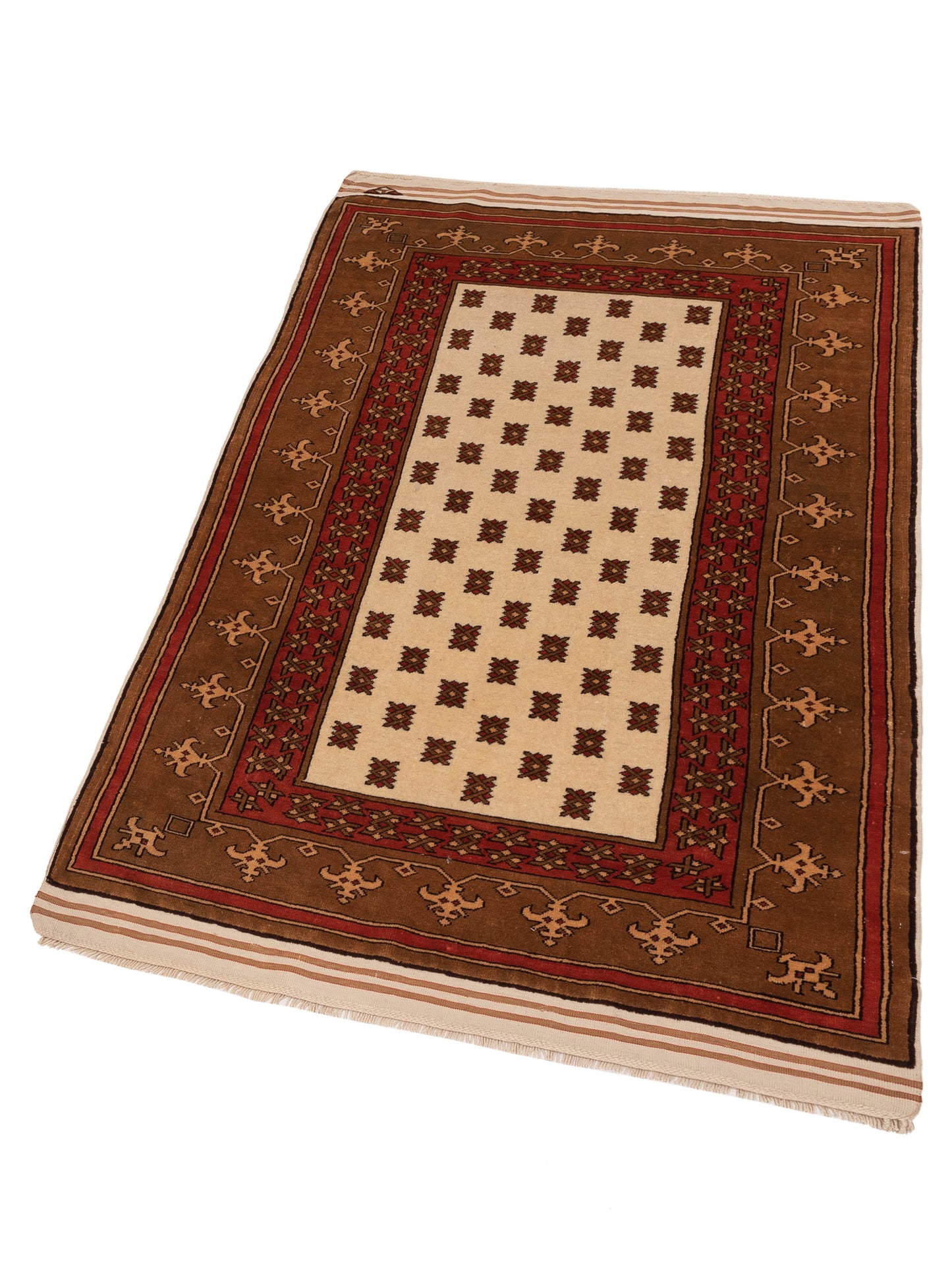Turkish Shirwan 148383 Ivory Brown 4.5x6.8 Hand Knotted Rug