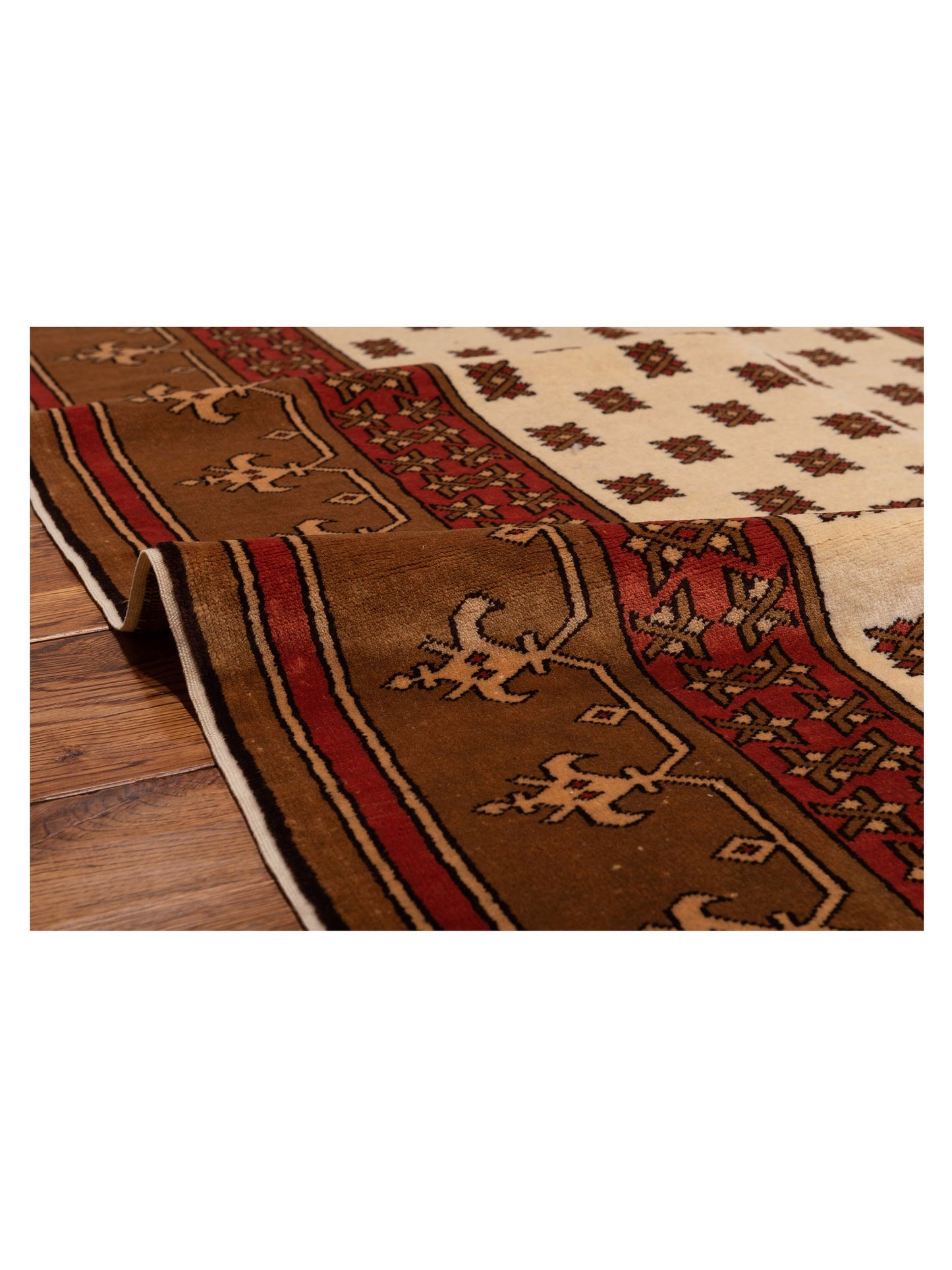 Turkish Shirwan 148383 Ivory Brown 4.5x6.8 Hand Knotted Rug