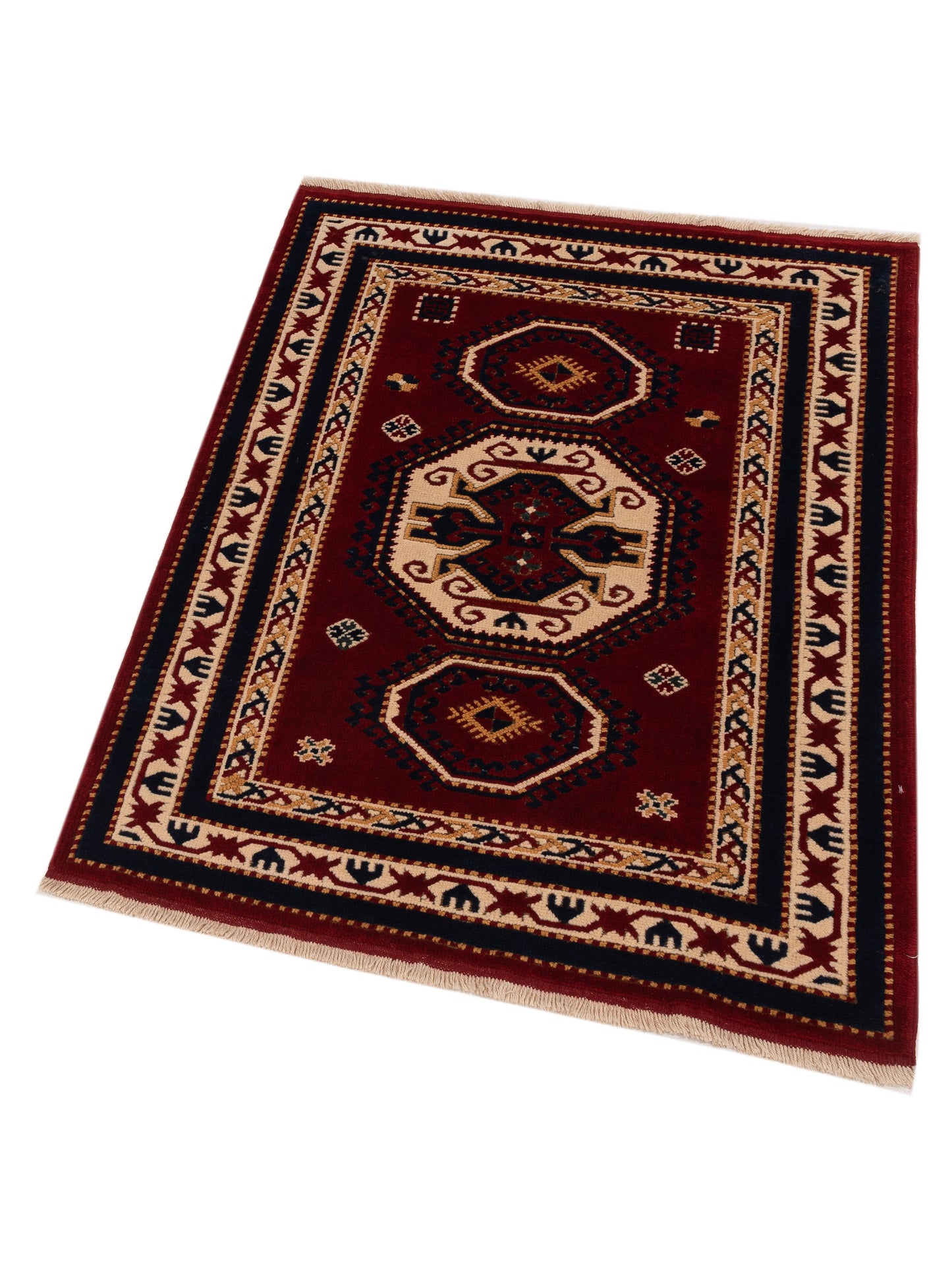 Turkish Shirwan 148385 Red Ivory 4.1x5.6 Hand Knotted Rug