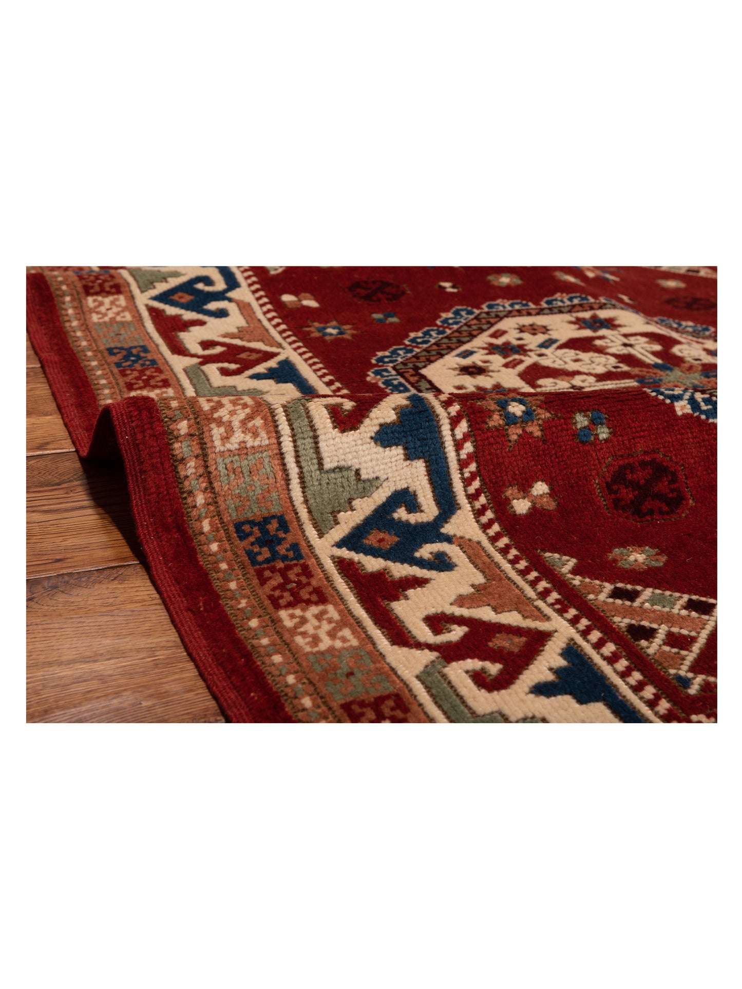 Turkish Shirwan 148386 Red Ivory 4.1x5 Hand Knotted Rug