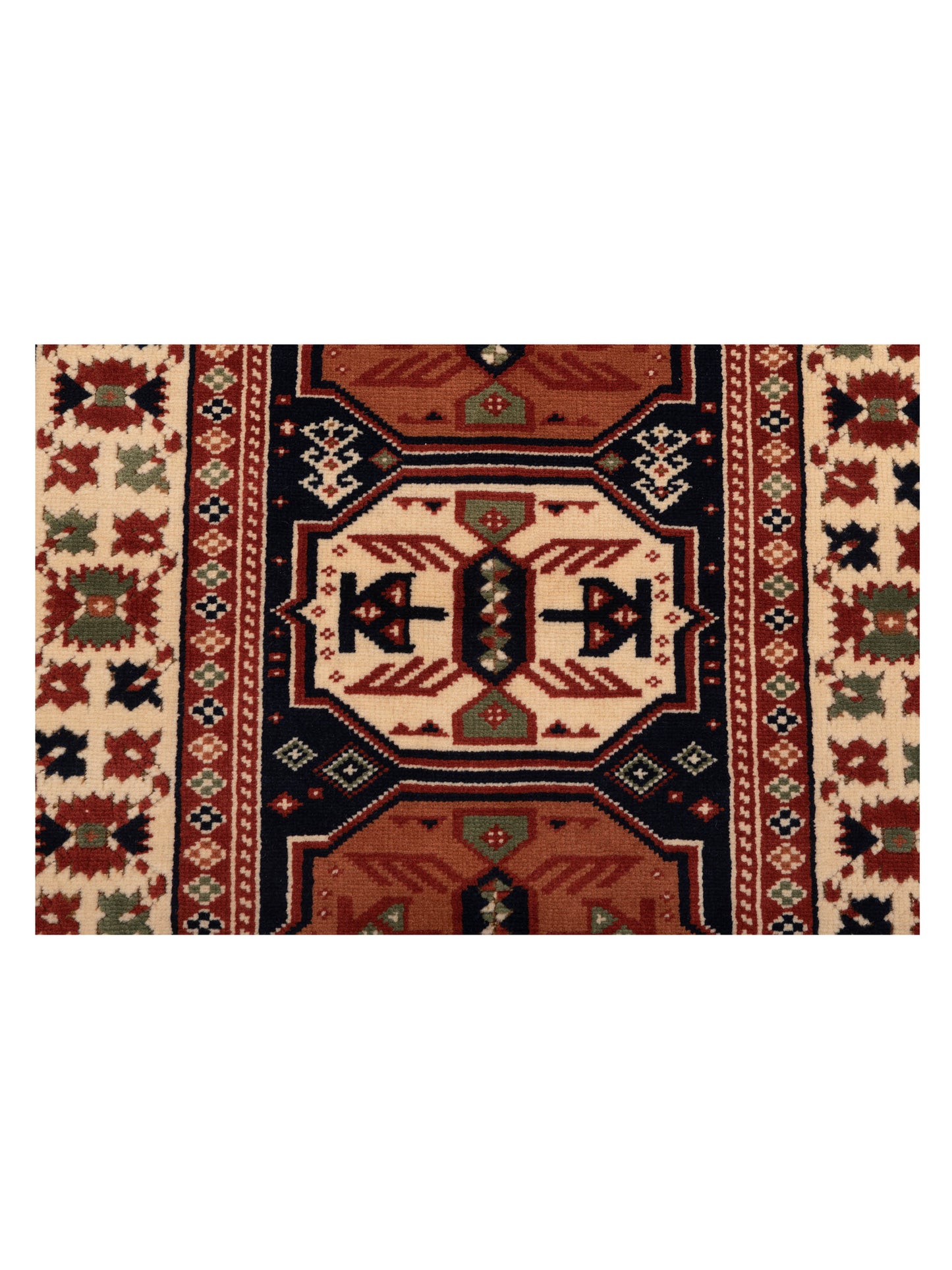 Turkish Shirwan 148398 Navy Ivory 3x4.1 Hand Knotted Rug
