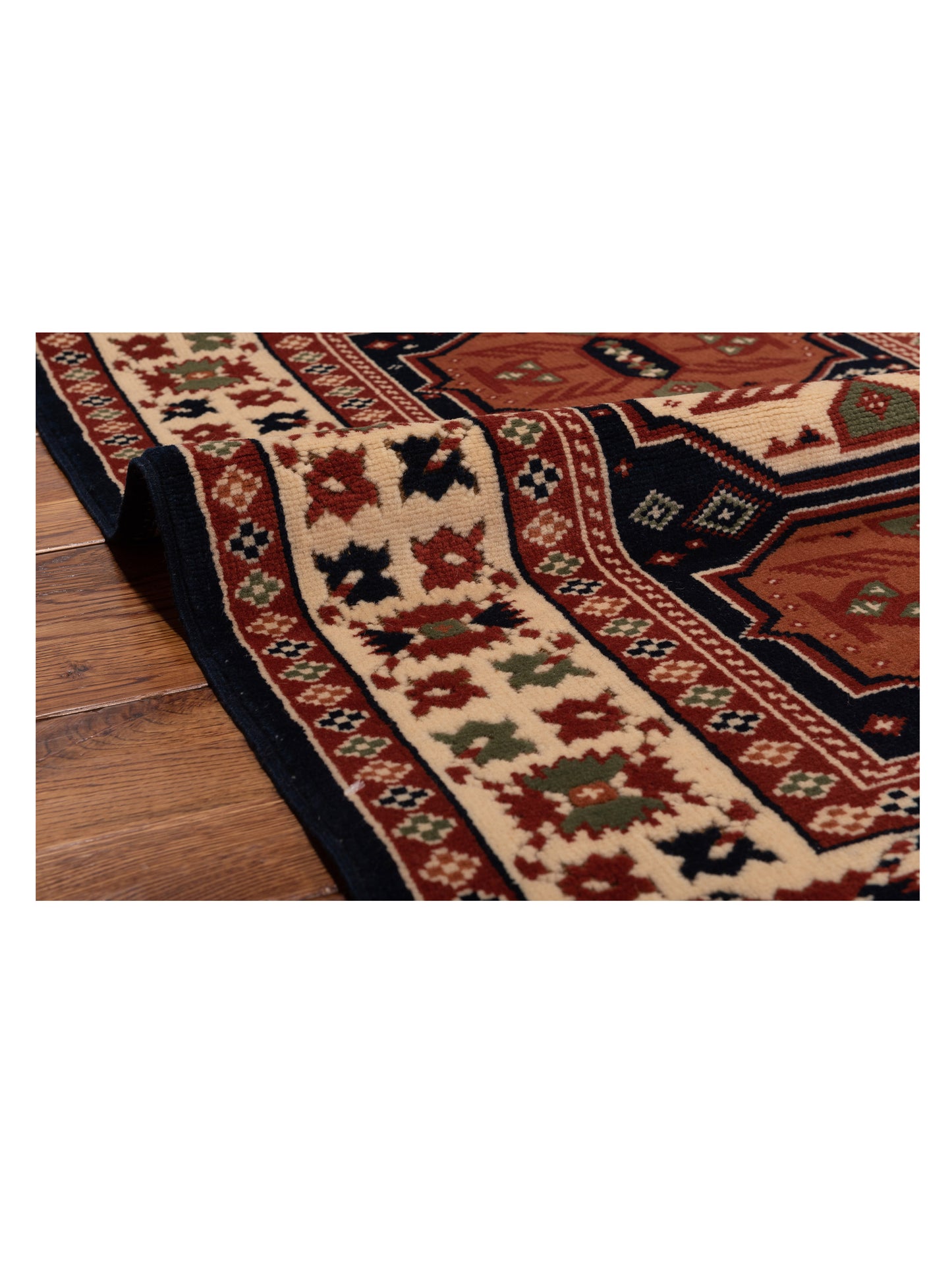 Turkish Shirwan 148398 Navy Ivory 3x4.1 Hand Knotted Rug