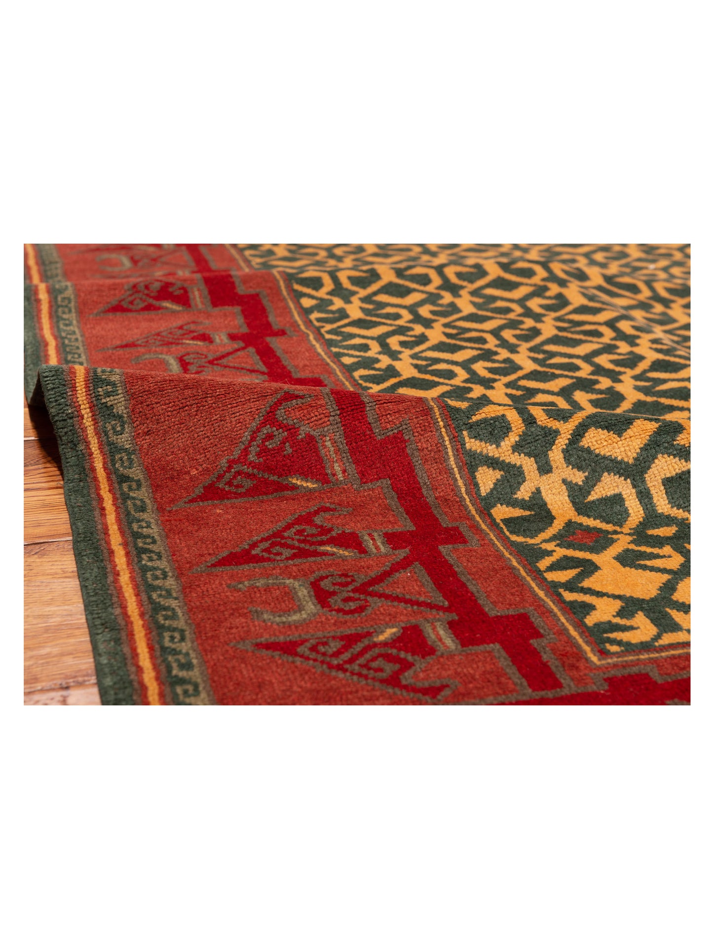 Turkish Shirwan 148402 Teal Green Brick 4.1x6 Hand Knotted Rug