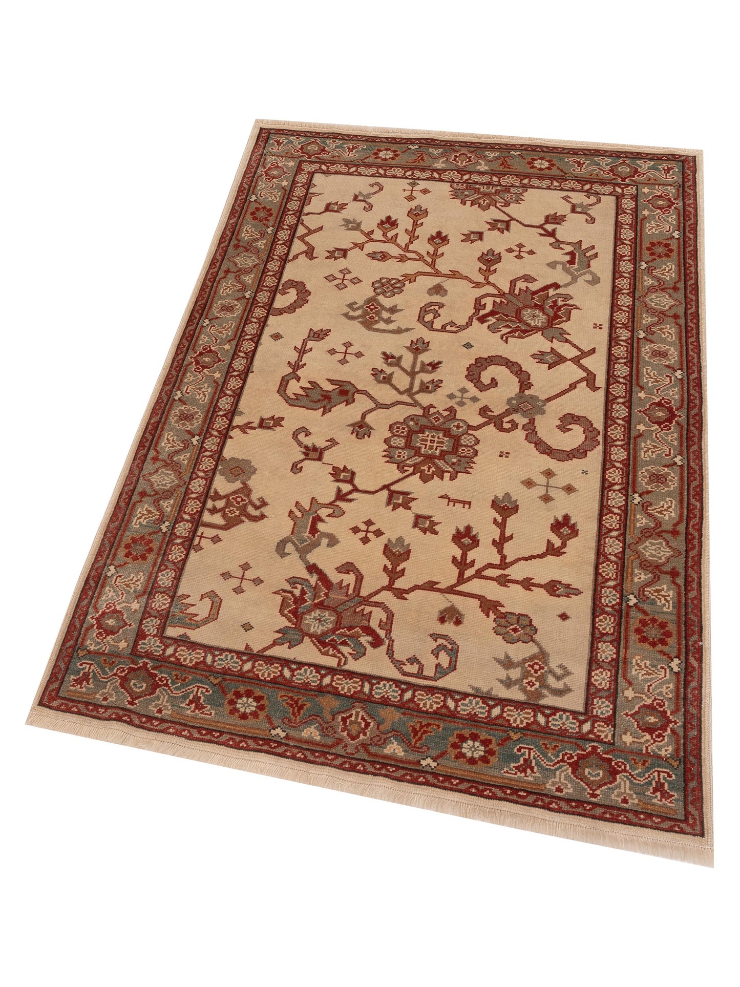 Antique Loom 148403 Ivory Green 4x5.11 Hand Knotted Rug