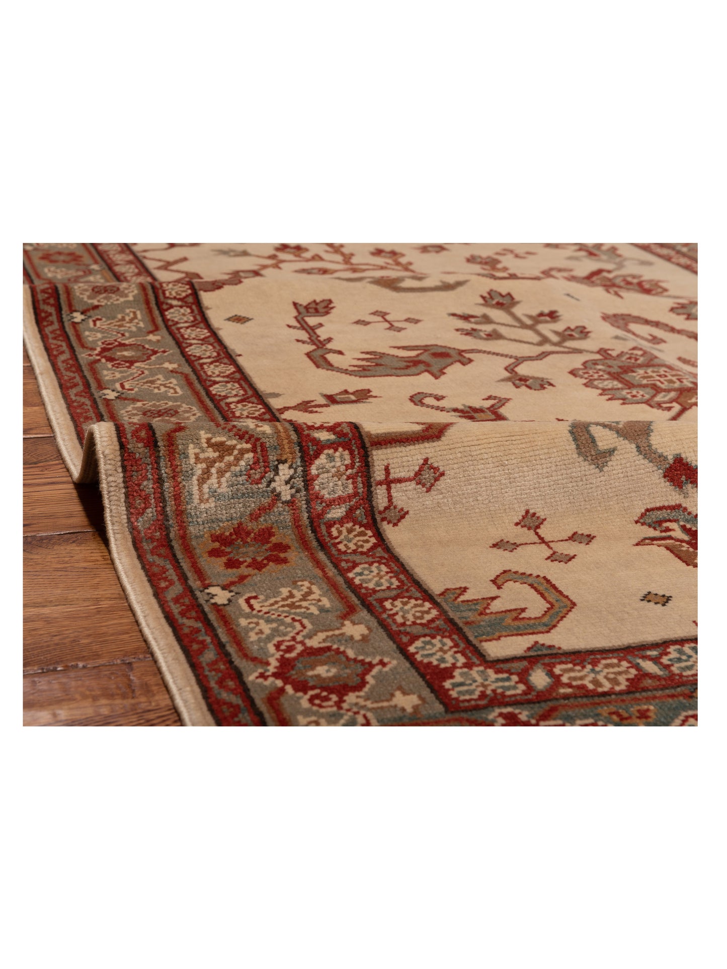 Antique Loom 148403 Ivory Green 4x5.11 Hand Knotted Rug