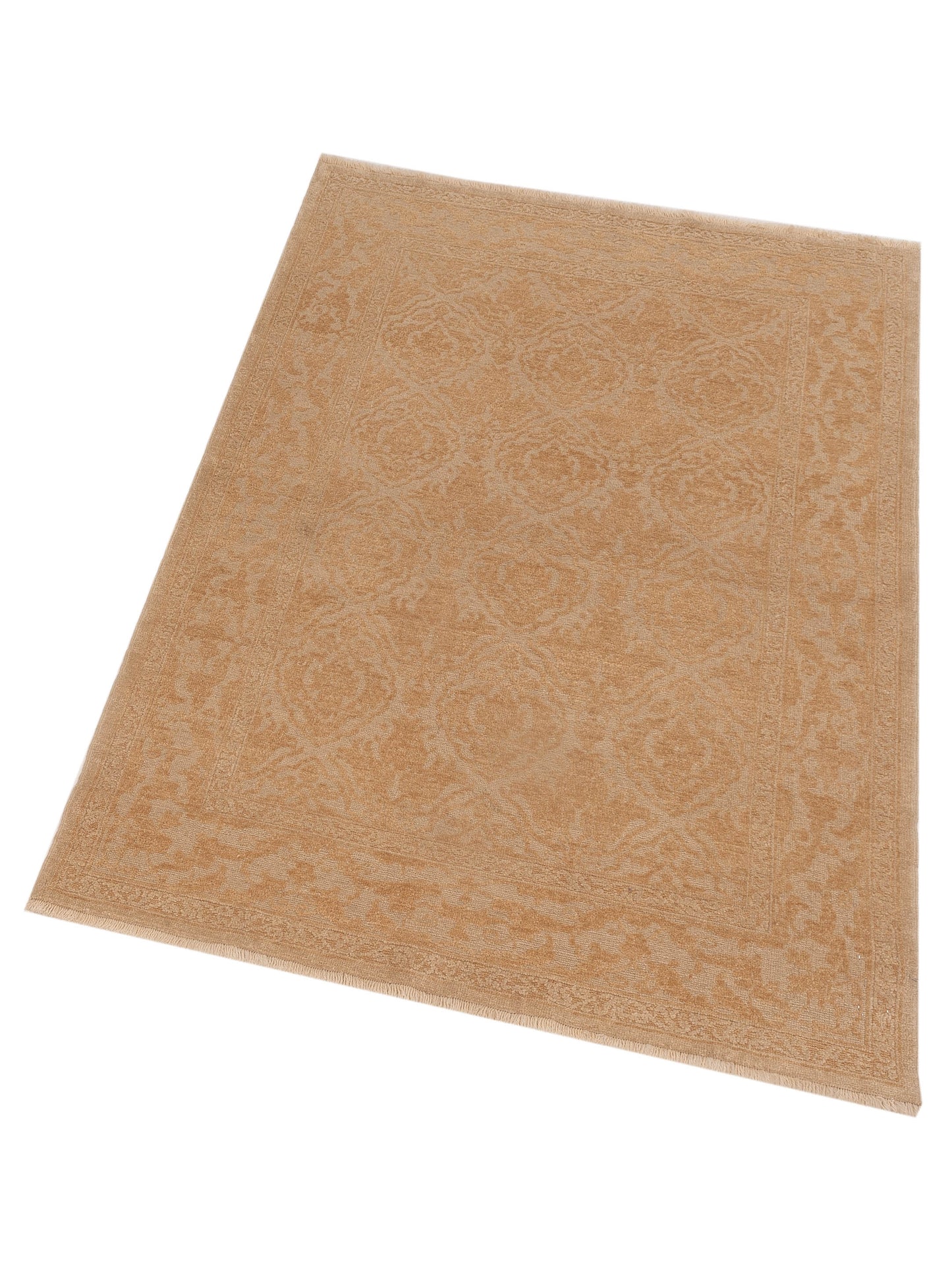 Defne Tulip Ivory Gold 4.2x5.11 Hand Knotted Rug