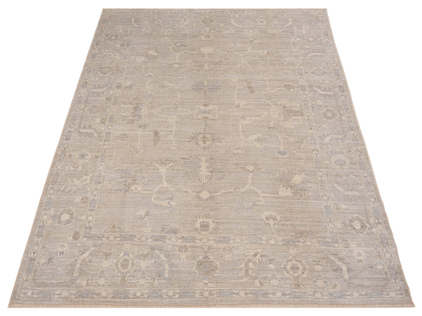 Angora Oushak 148413 Gray Gray 8.3x9.8 Hand Knotted Rug