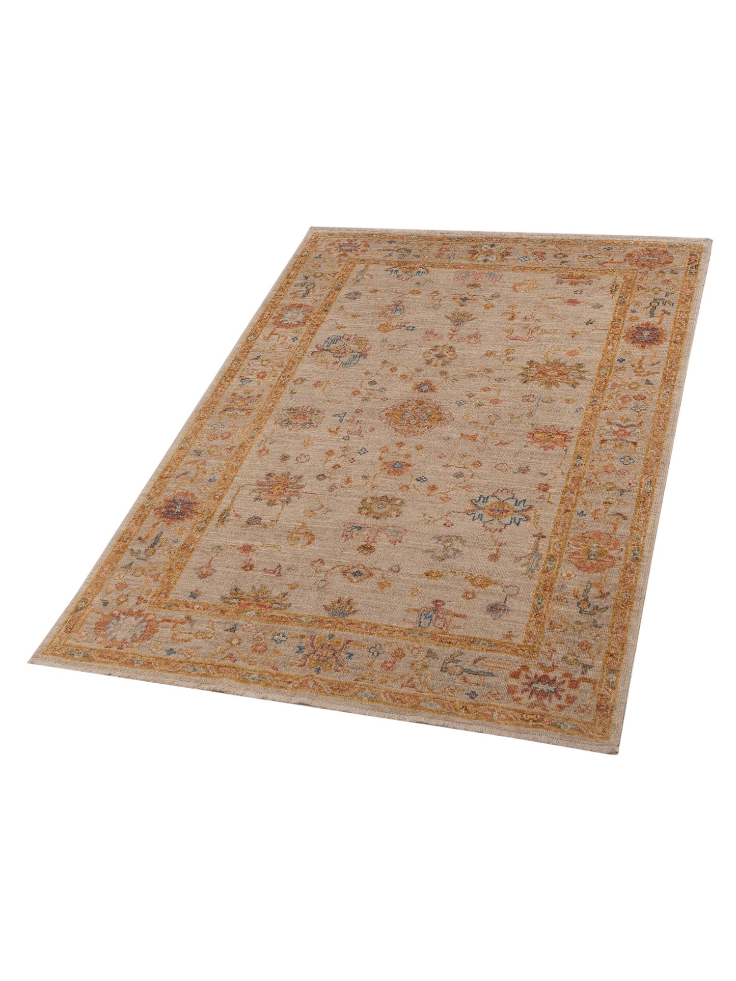 Angora Oushak 148417 Ivory Silver 6.3x9 Hand Knotted Rug