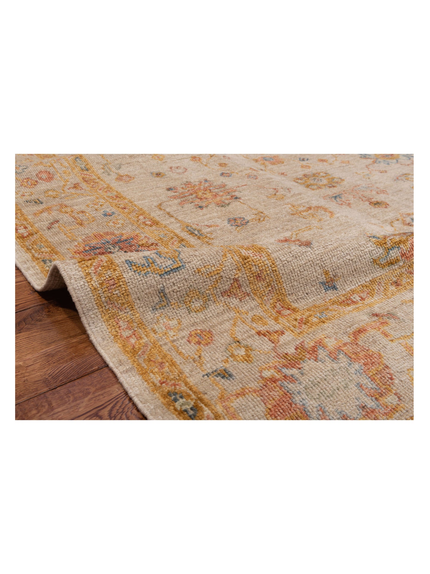 Angora Oushak 148417 Ivory Silver 6.3x9 Hand Knotted Rug