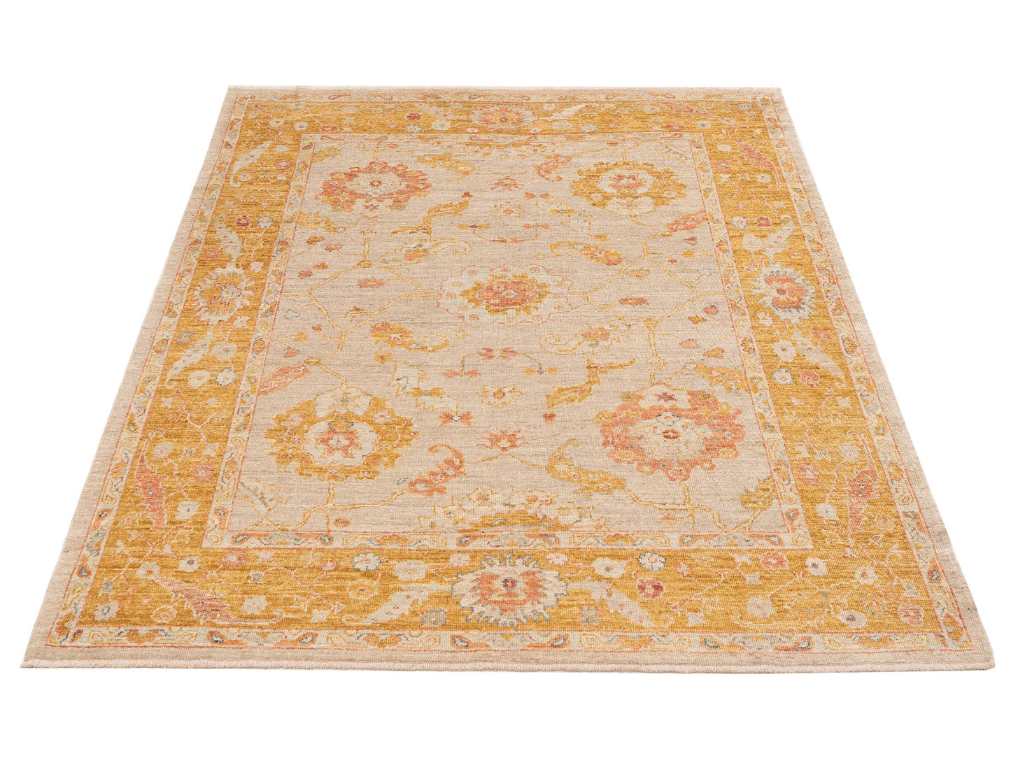 Angora Oushak 148425 Silver Mustard 7.11x9.8 Hand Knotted Rug