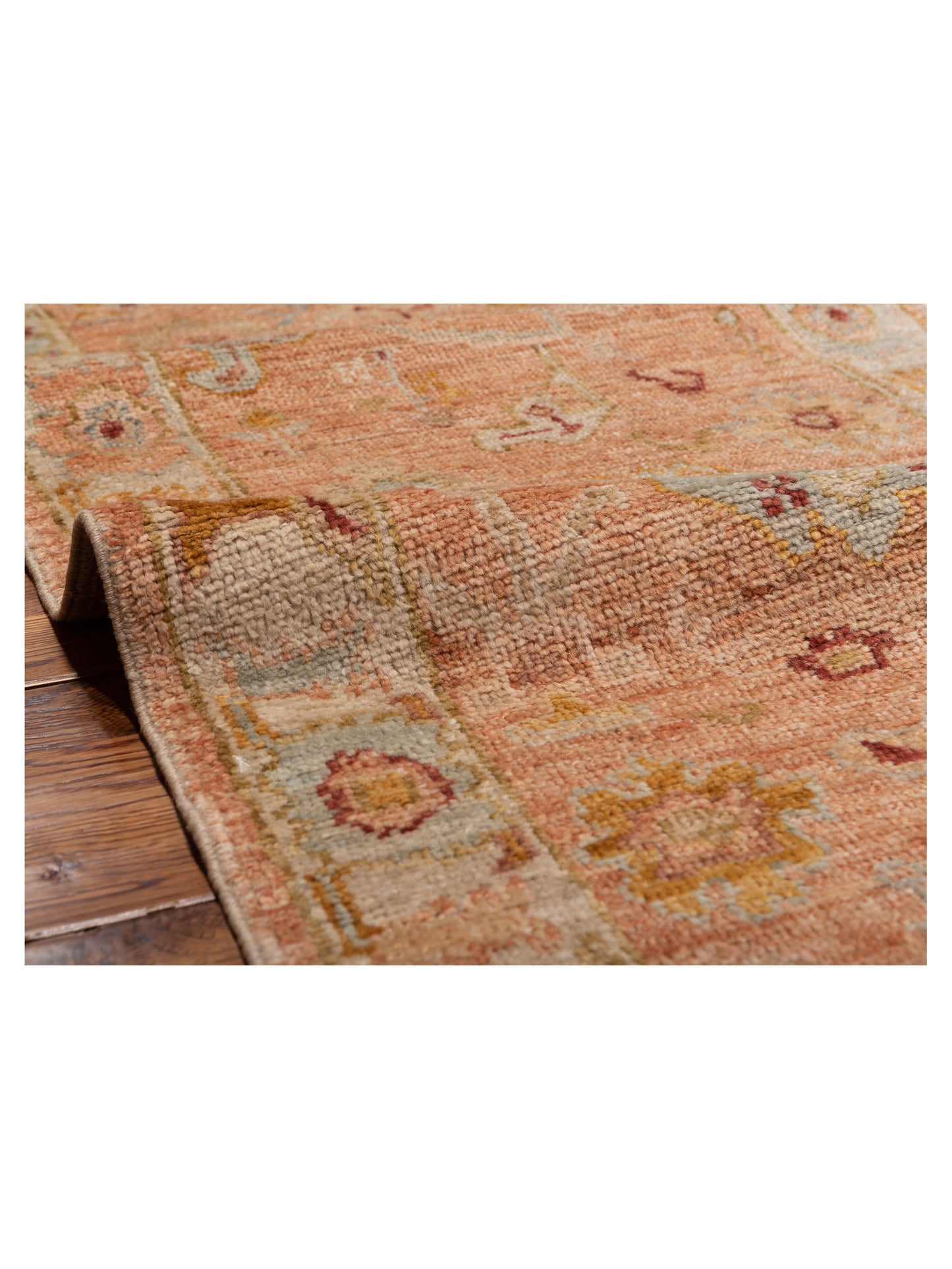 Angora Oushak 148444 Pink Ivory 2.6x9.8 Hand Knotted Rug
