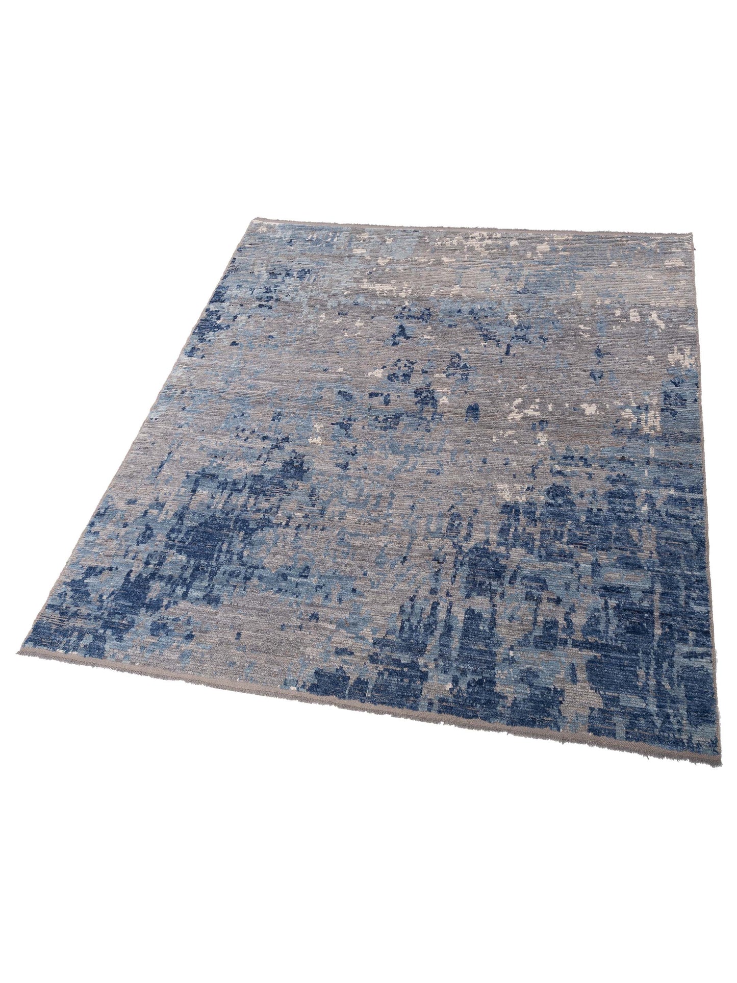 Atlas 148466 Dark Gray Dark Blue 7.11x9.3 Hand Knotted Rug