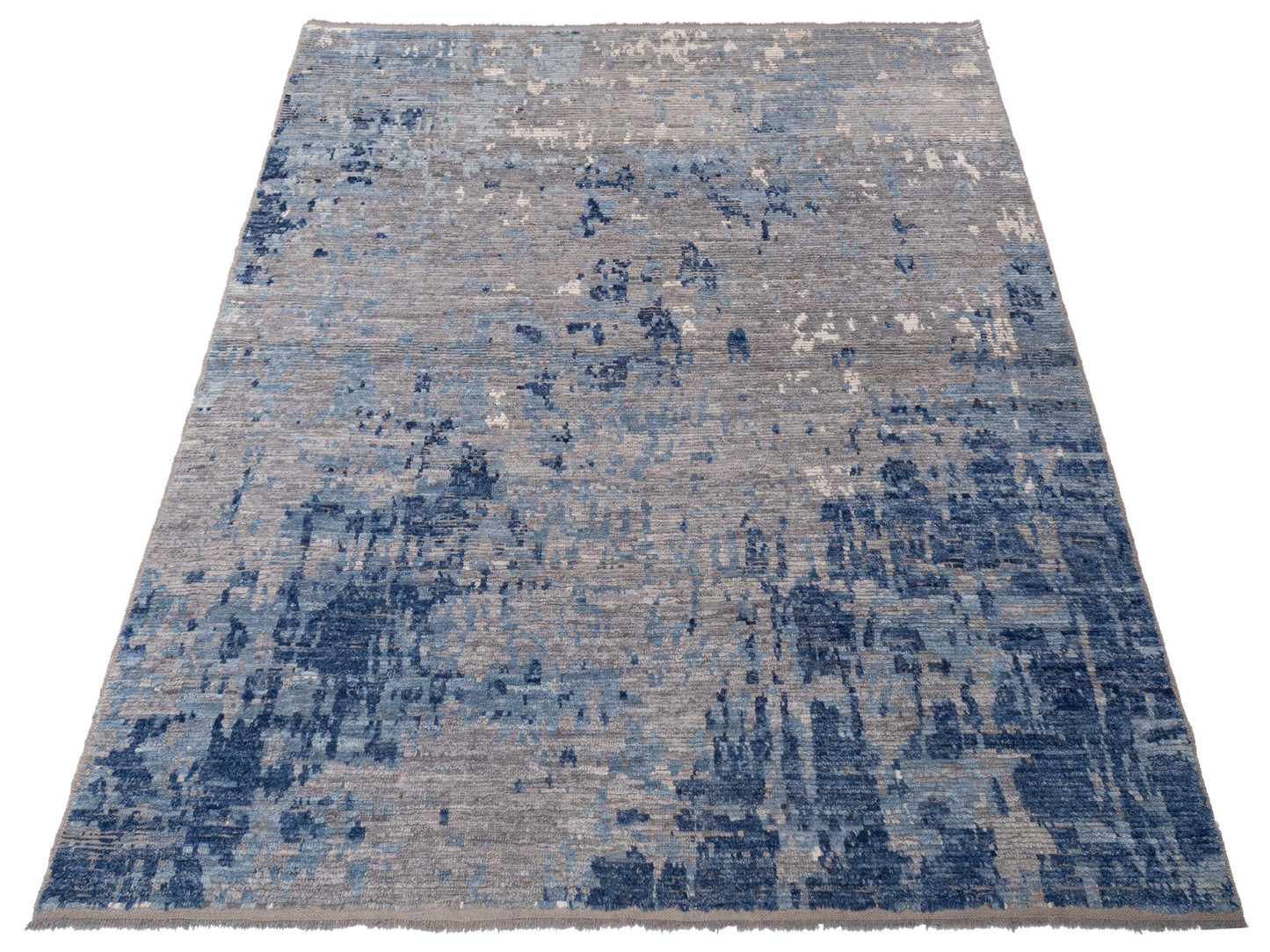 Atlas 148466 Dark Gray Dark Blue 7.11x9.3 Hand Knotted Rug