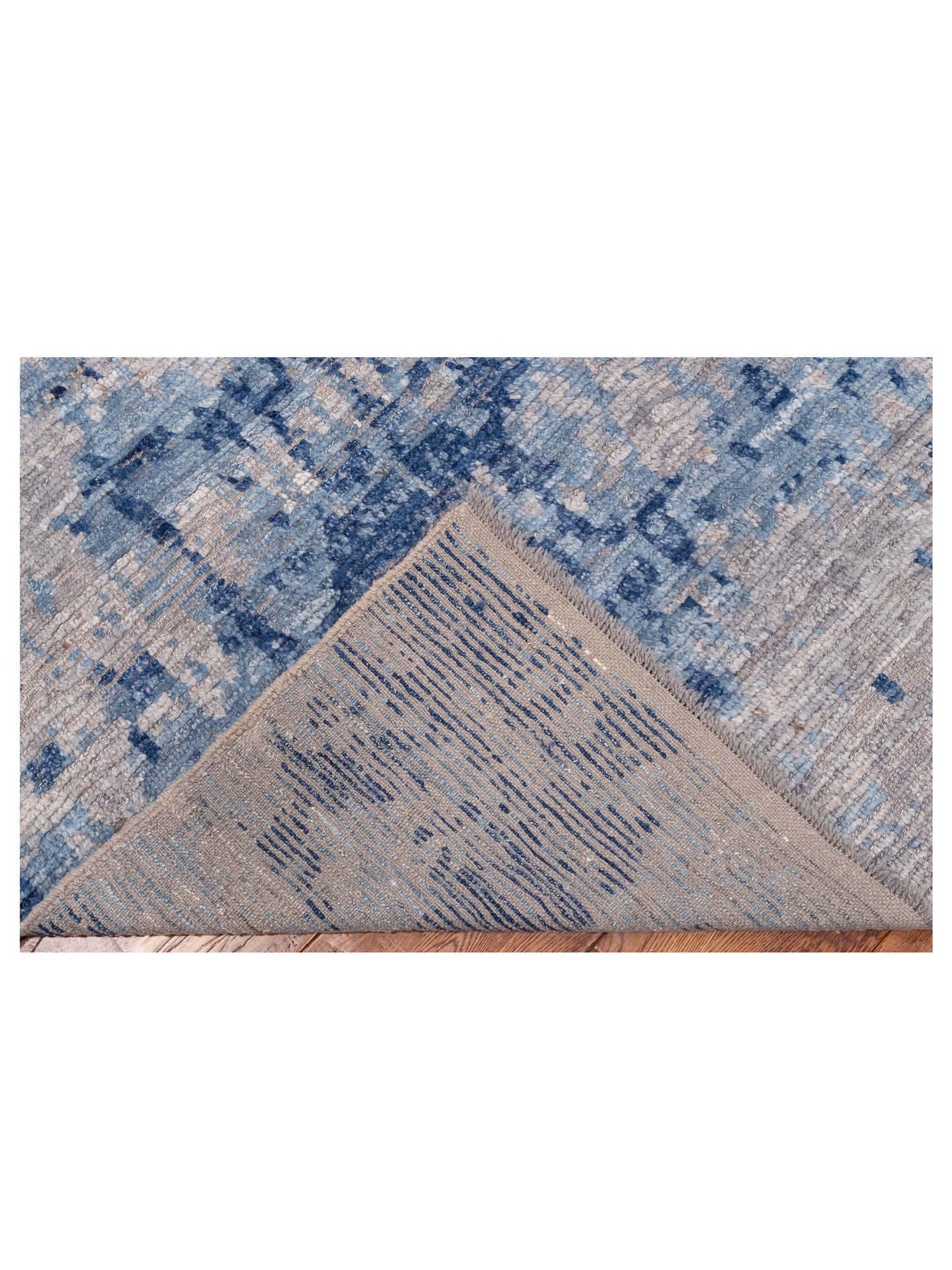 Atlas 148466 Dark Gray Dark Blue 7.11x9.3 Hand Knotted Rug