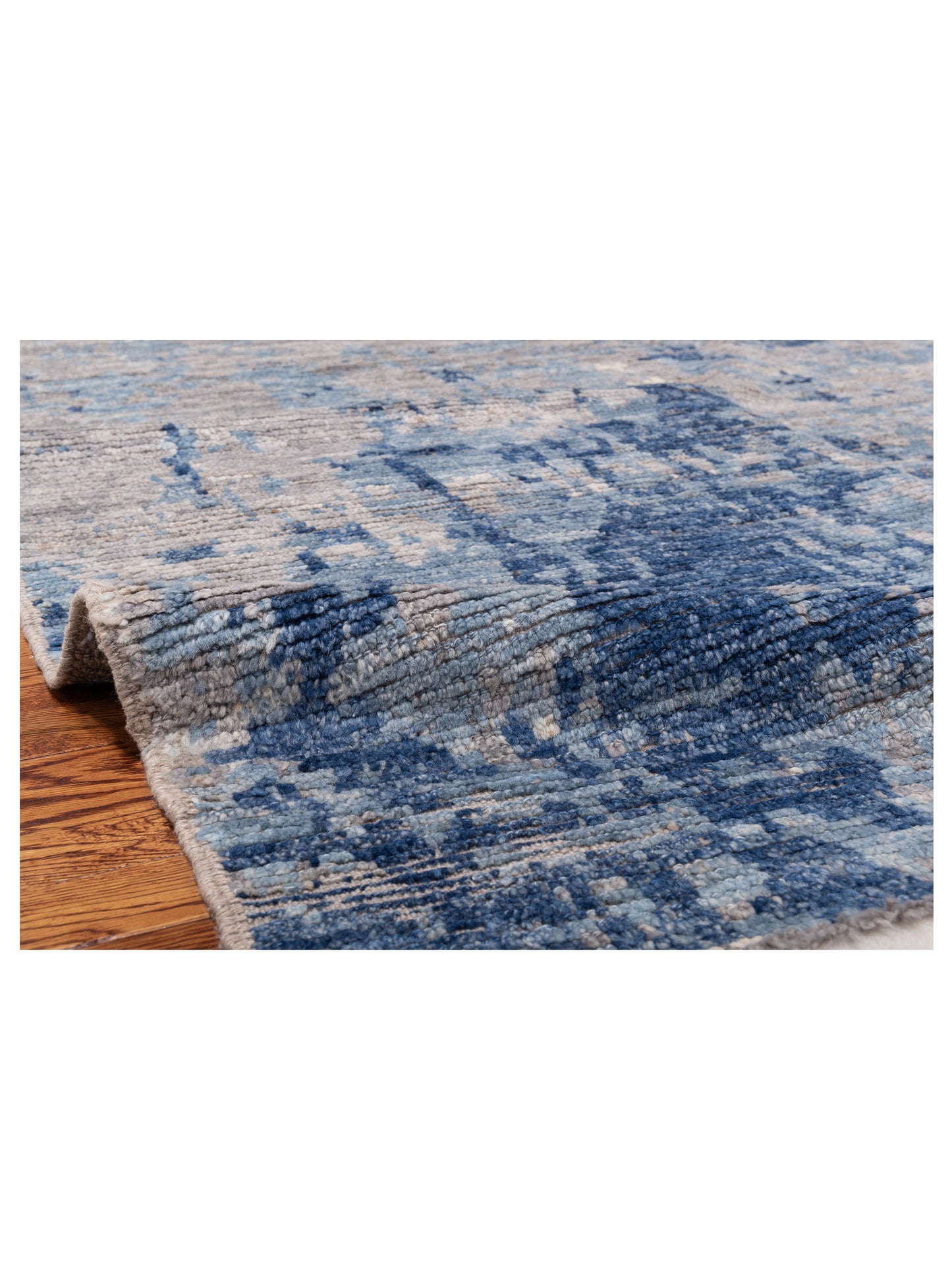 Atlas 148466 Dark Gray Dark Blue 7.11x9.3 Hand Knotted Rug