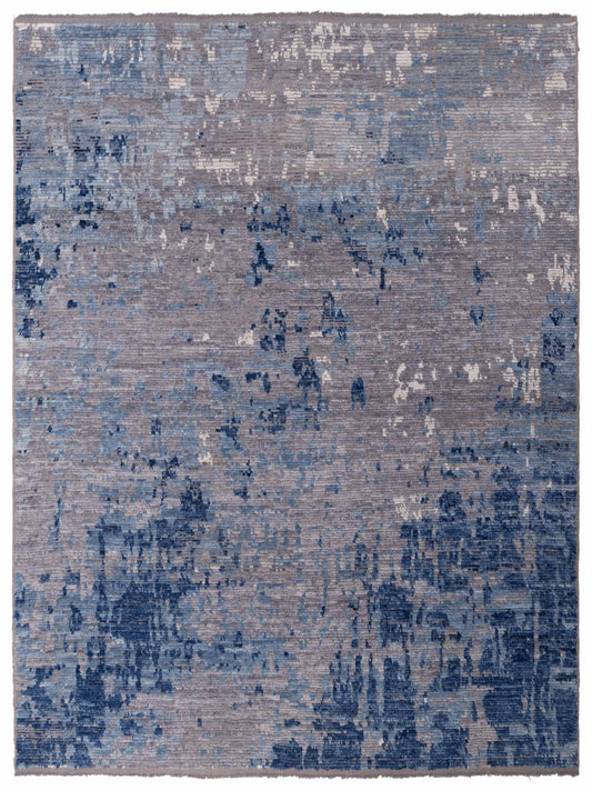 Atlas 148466 Dark Gray Dark Blue 7.11x9.3 Hand Knotted Rug