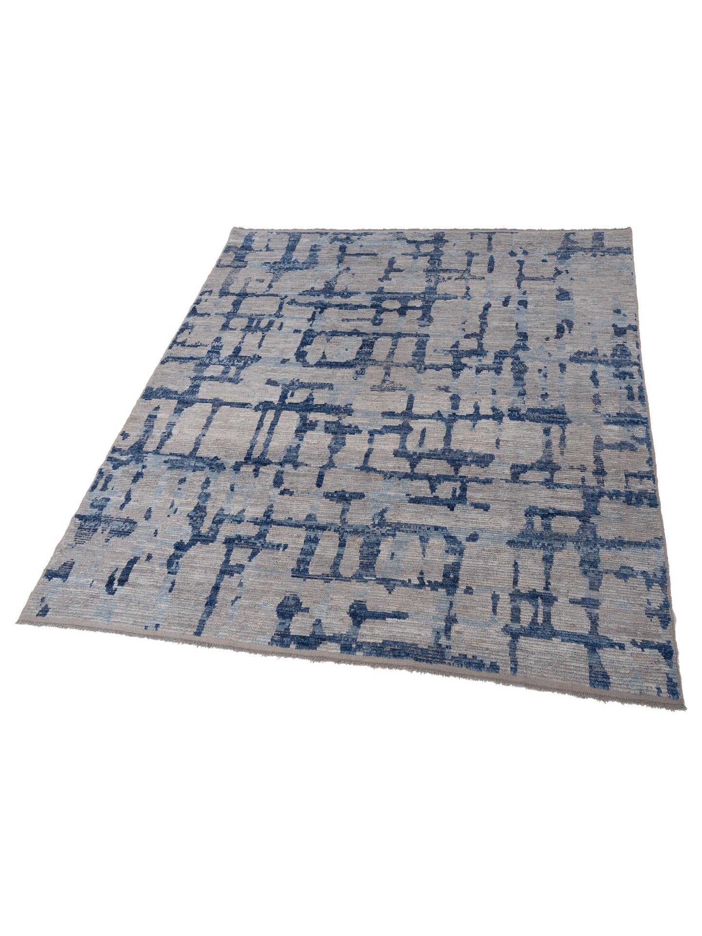 Atlas Gupse Gray Dark Blue 8.2x9.2 Hand Knotted Rug
