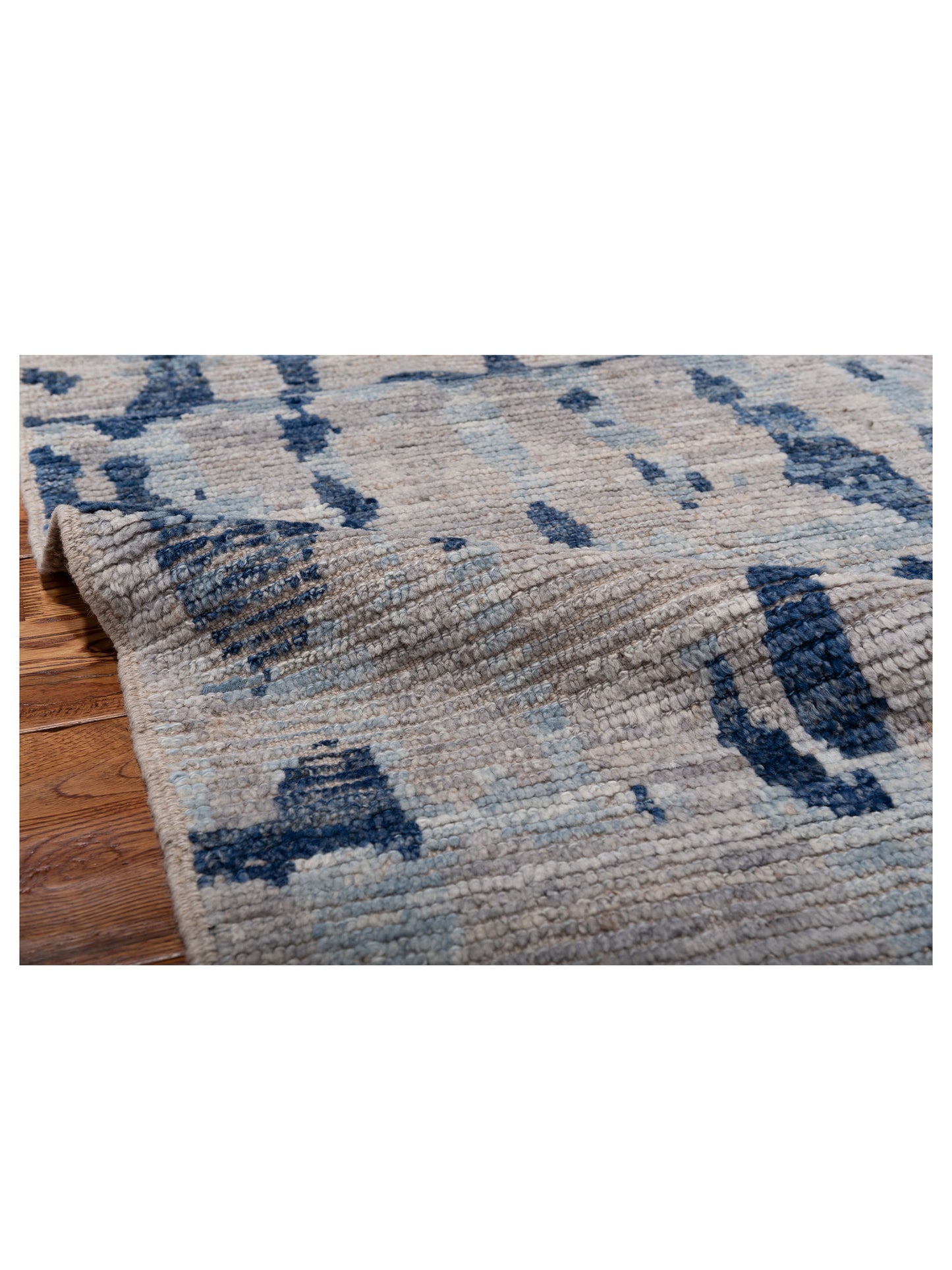Atlas Gupse Gray Dark Blue 8.2x9.2 Hand Knotted Rug