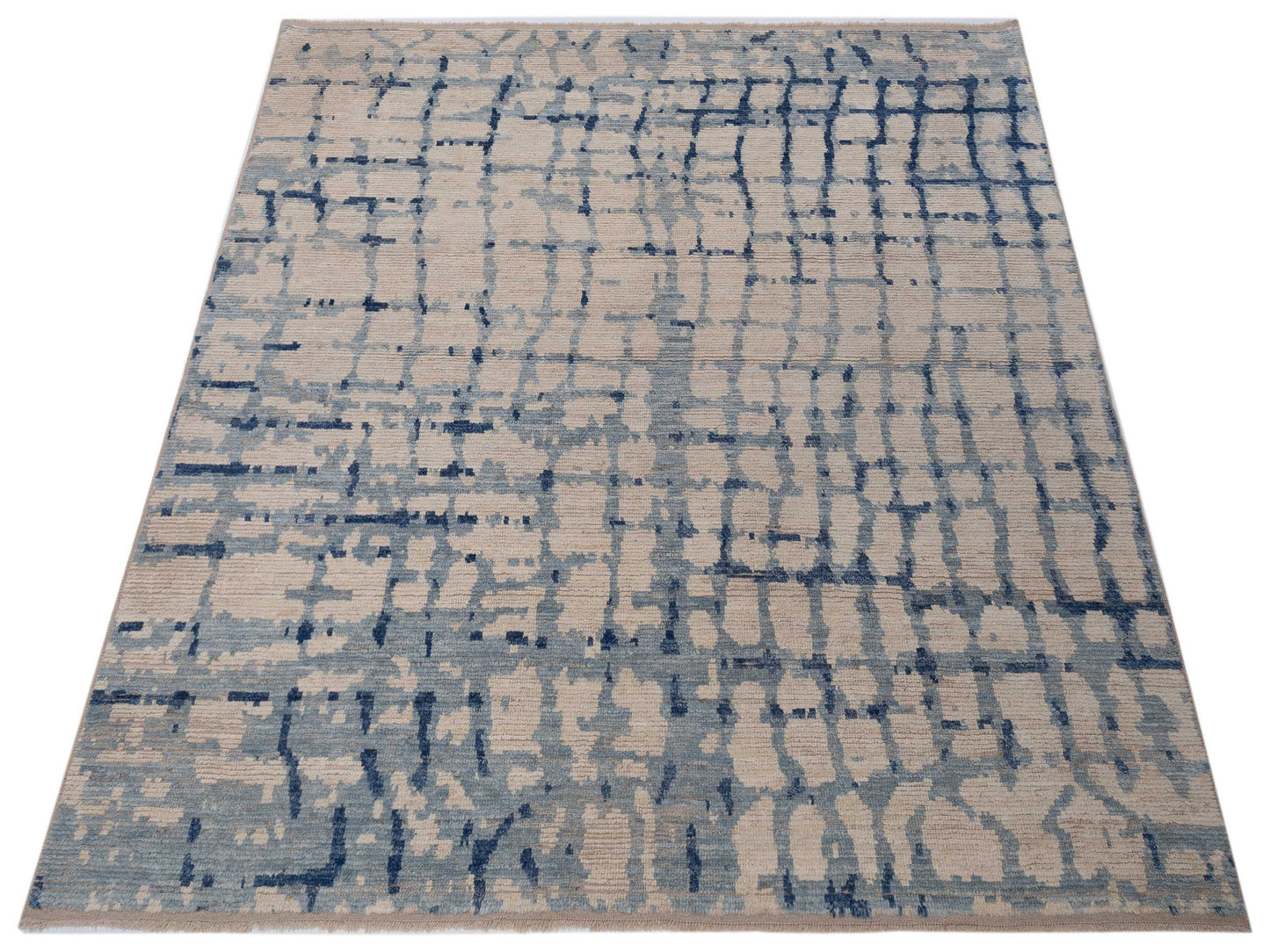 Atlas Ayfer Ivory Light Blue 8.2x9 Hand Knotted Rug