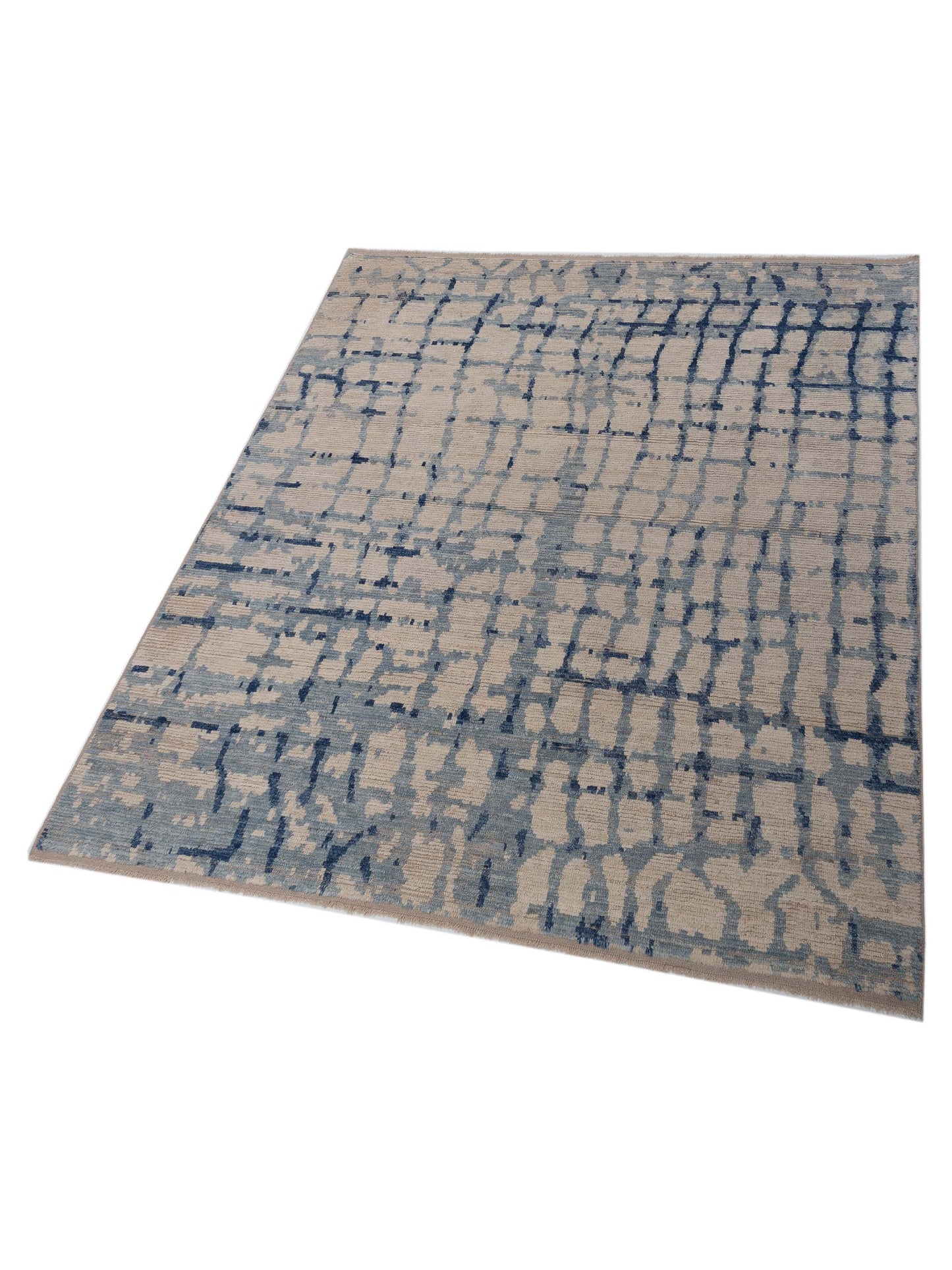 Atlas Ayfer Ivory Light Blue 8.2x9 Hand Knotted Rug