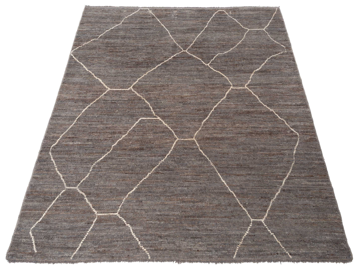Berber Efes Dark Gray Ivory 8.3x9.5 Hand Knotted Rug