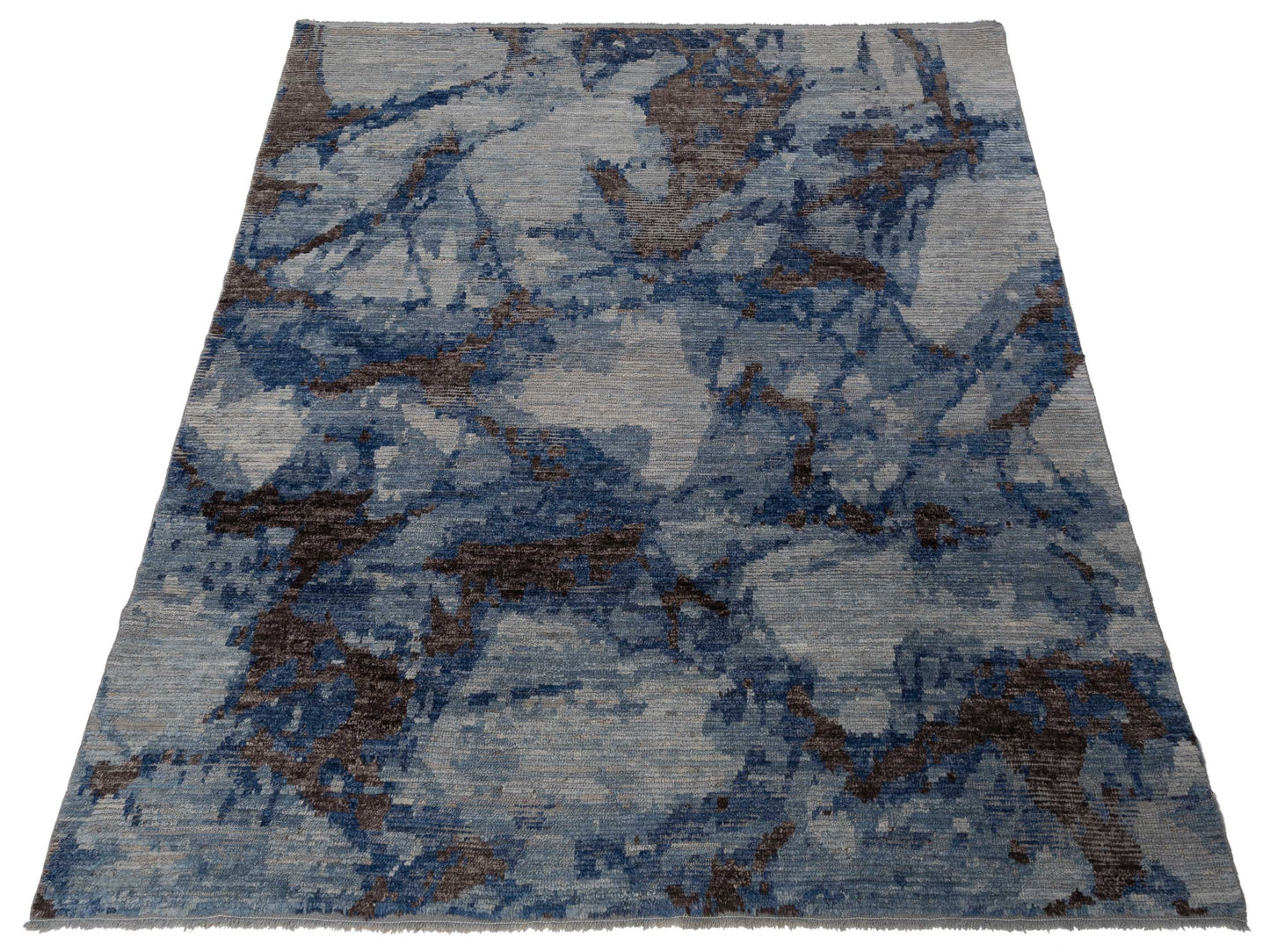 Atlas Kerime Light Blue Dark Blue 8.3x9.8 Hand Knotted Rug