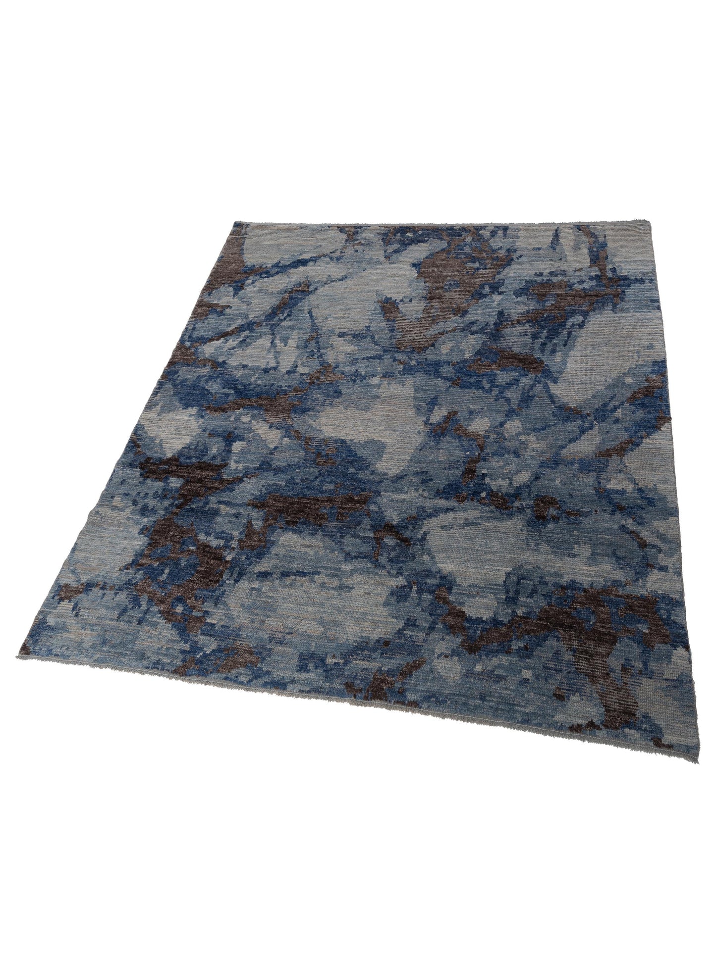 Atlas Kerime Light Blue Dark Blue 8.3x9.8 Hand Knotted Rug