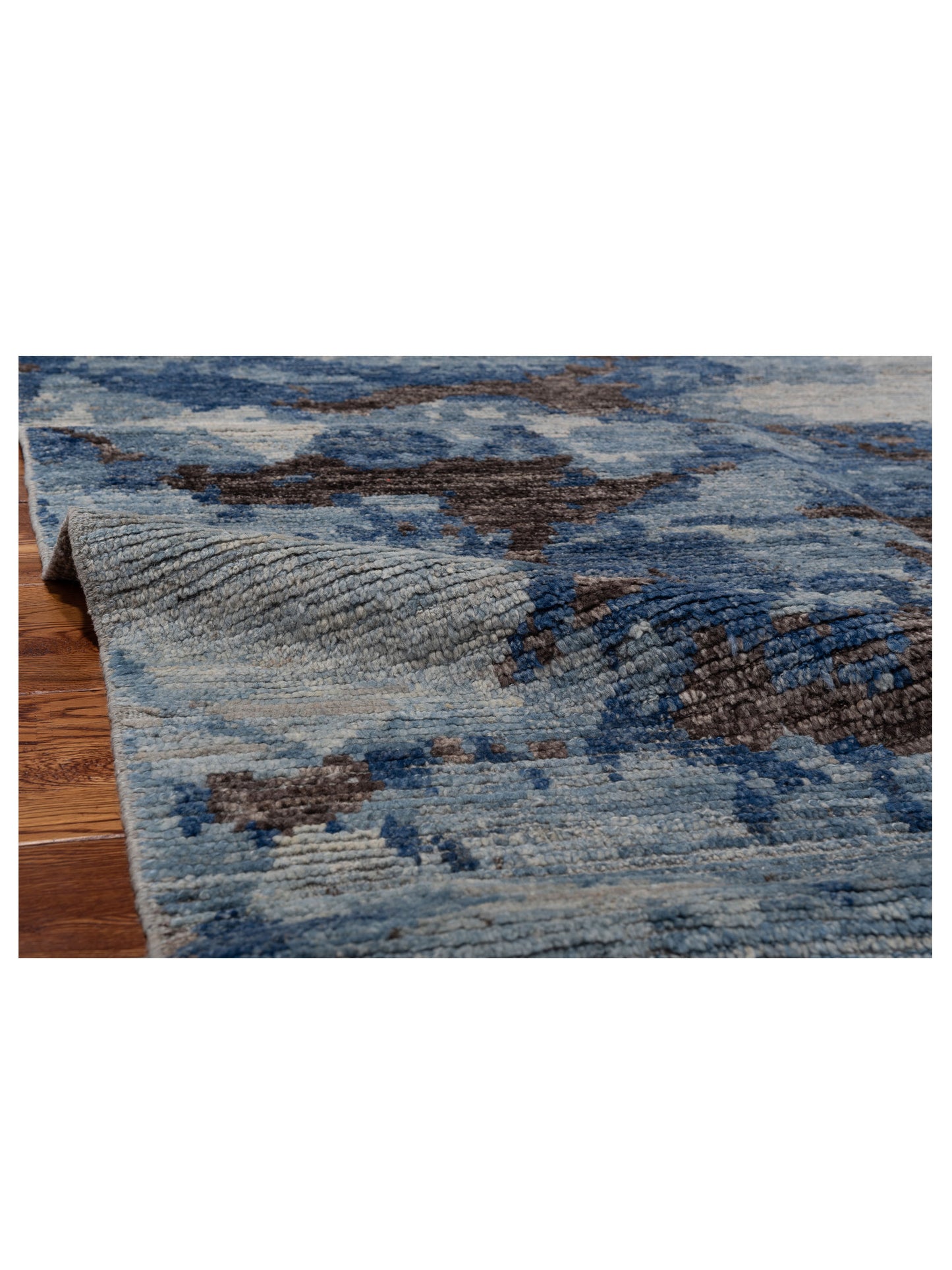 Atlas Kerime Light Blue Dark Blue 8.3x9.8 Hand Knotted Rug