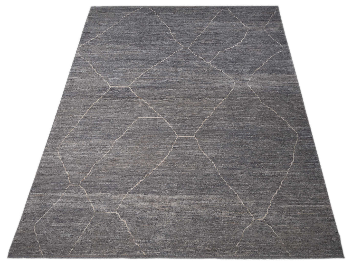 Berber Efes Dark Gray Ivory 11.6x15.4 Hand Knotted Rug