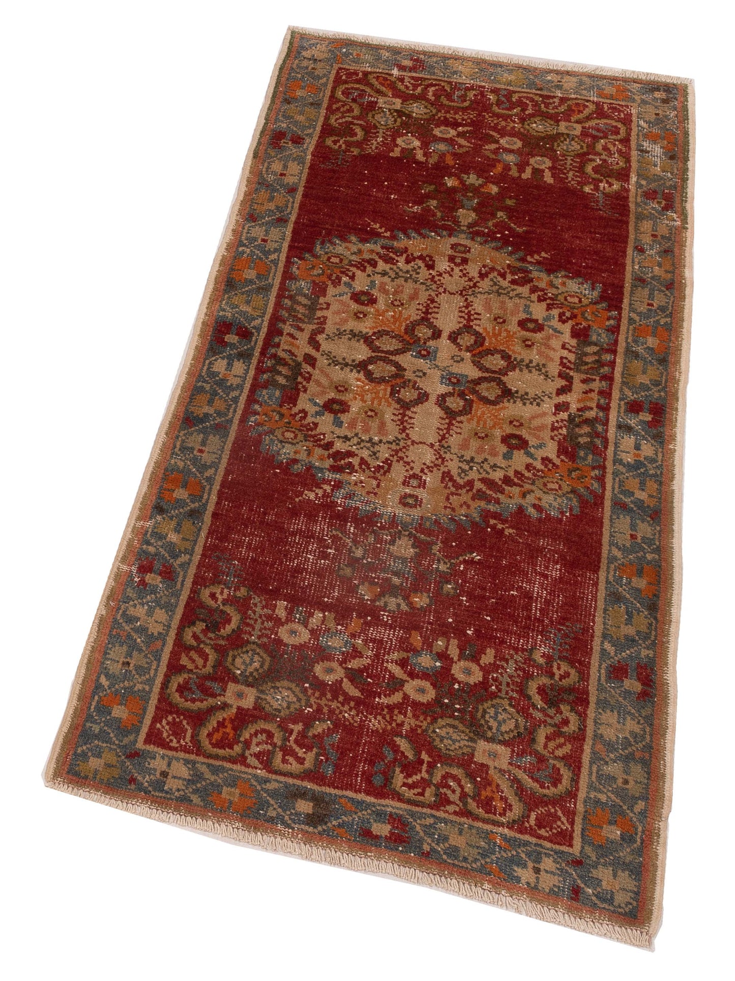 Old Anatolian 148493 Rust Gray 2.11x6.4 Hand Knotted Rug