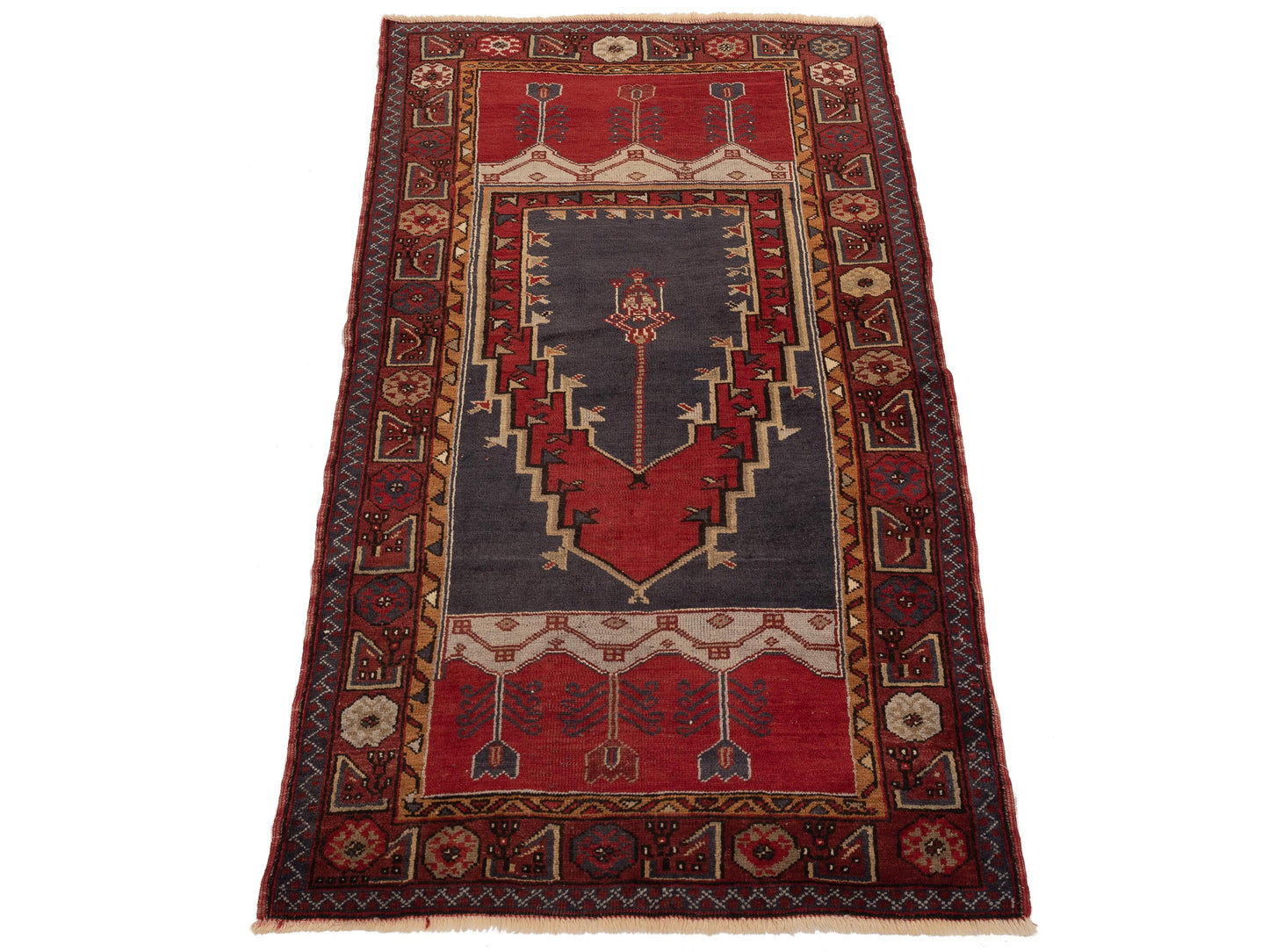 Old Anatolian 148497 Charcoal Red 3.6x6.4 Hand Knotted Rug