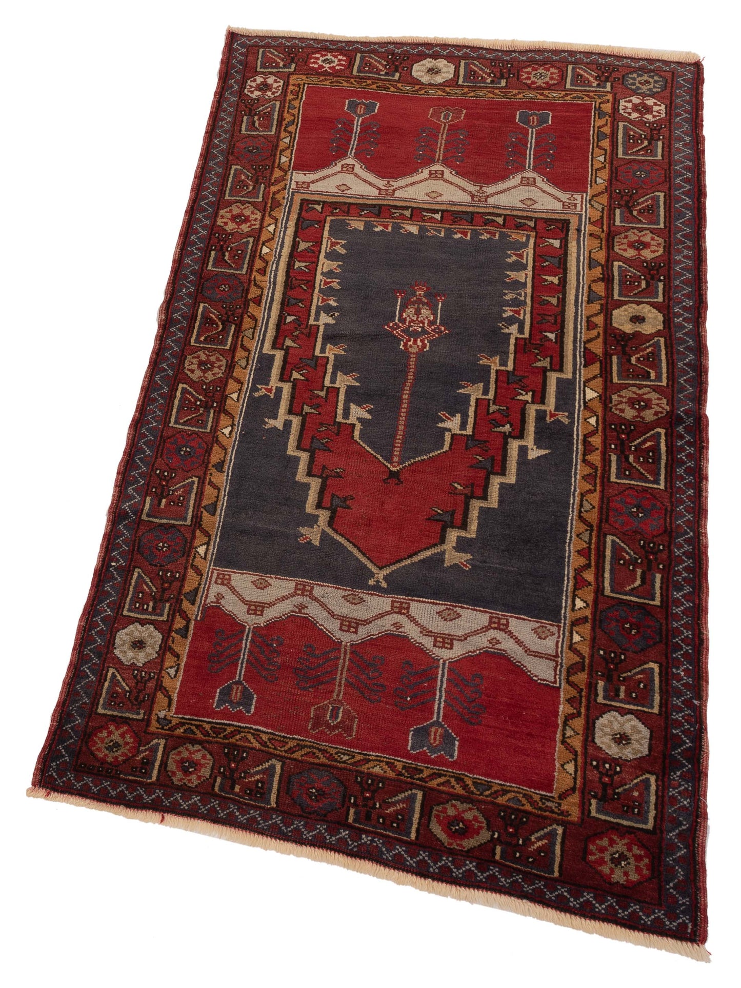 Old Anatolian 148497 Charcoal Red 3.6x6.4 Hand Knotted Rug