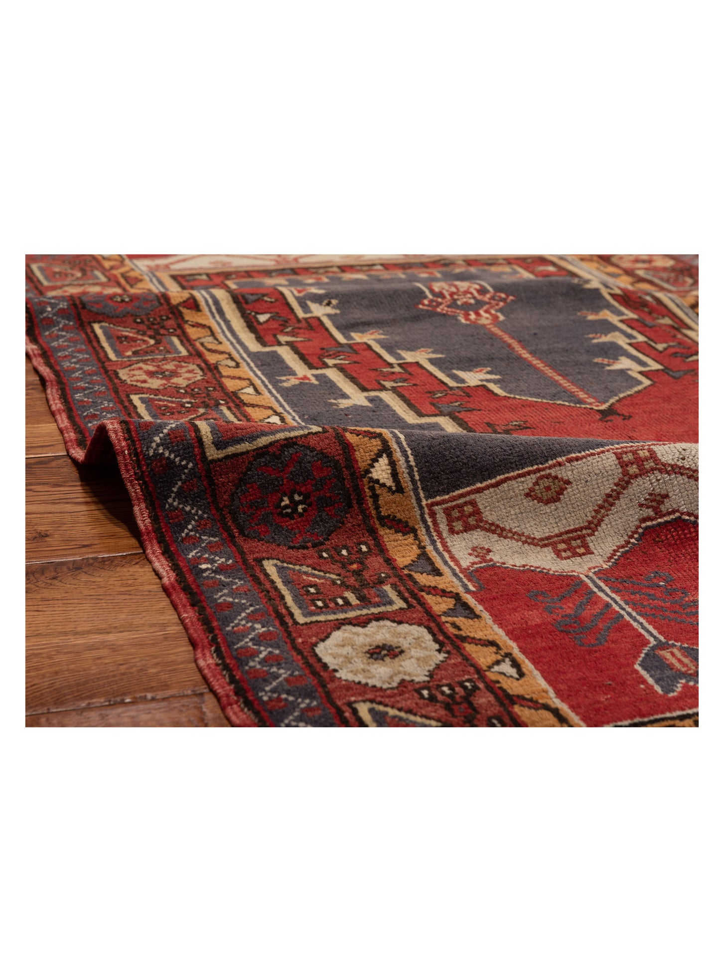 Old Anatolian 148497 Charcoal Red 3.6x6.4 Hand Knotted Rug
