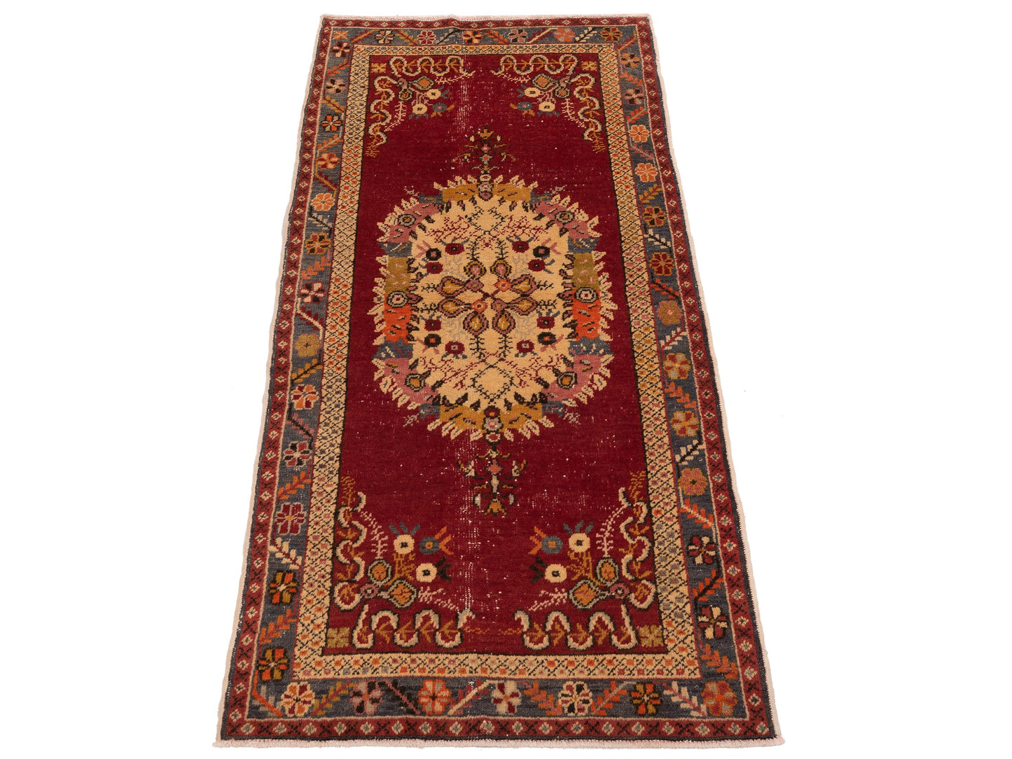 Old Anatolian 148498 Red Gray 3.4x6.9 Hand Knotted Rug